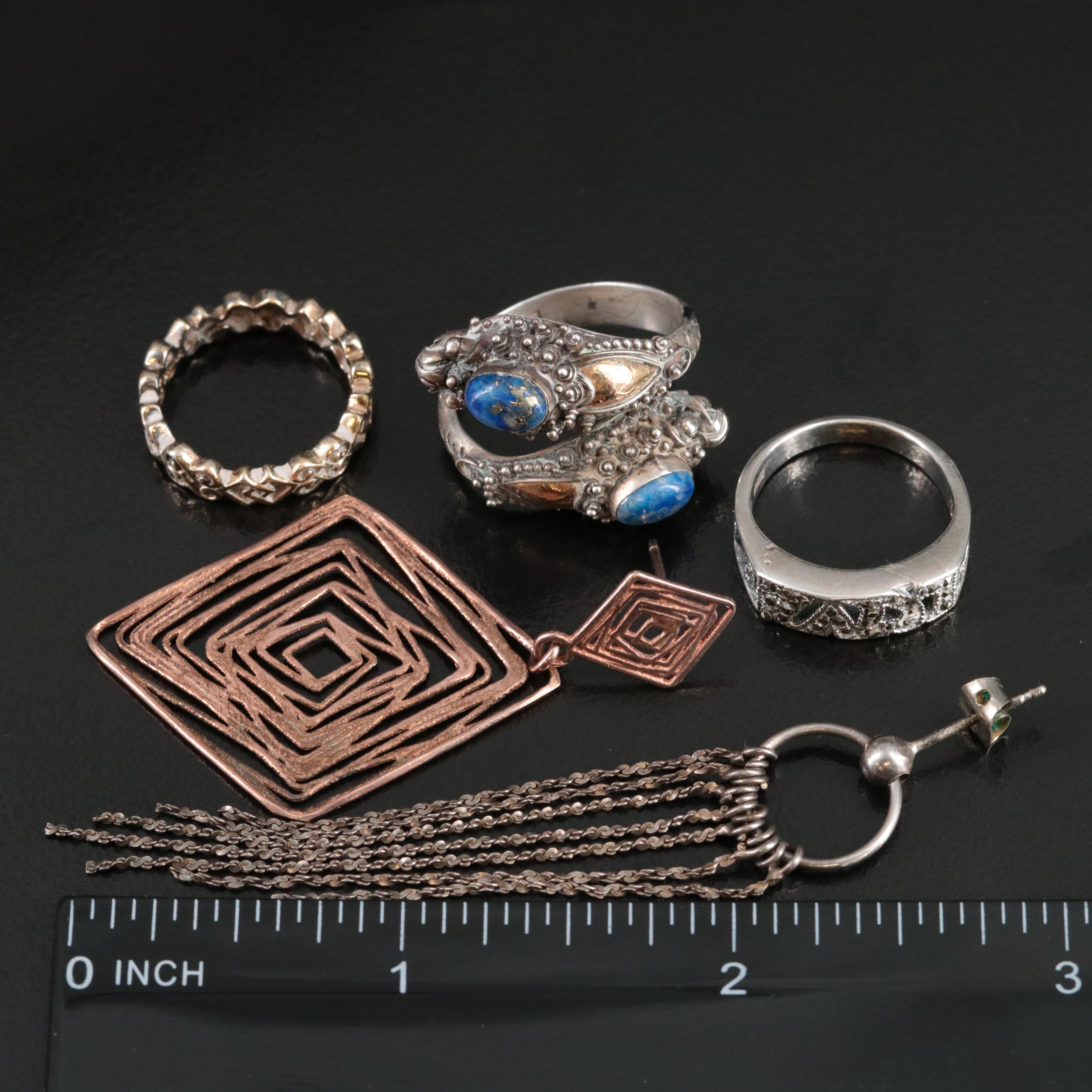 Sterling Lapis Lazuli, Black Onyx and Marcasite Jewelry Collection