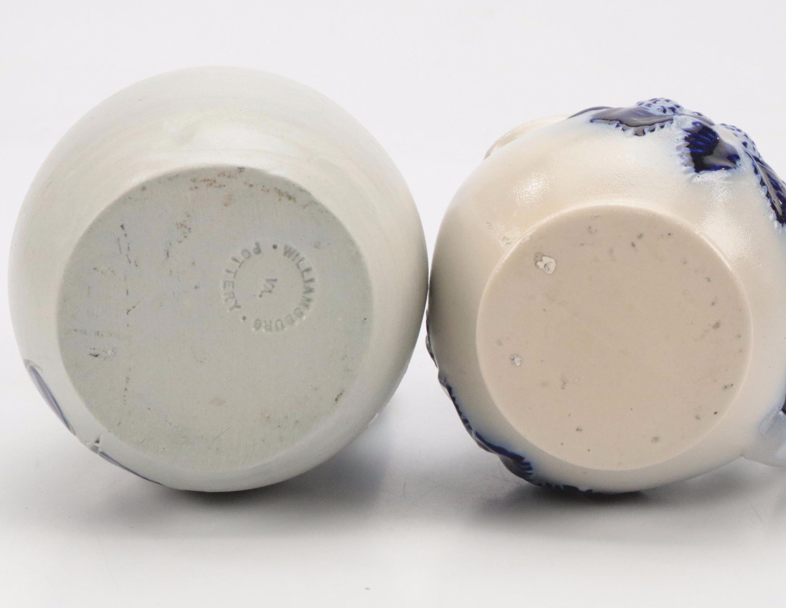 Williamsburg Pottery Cobalt Blue Pitcher, Cups and More with Other Pitcher