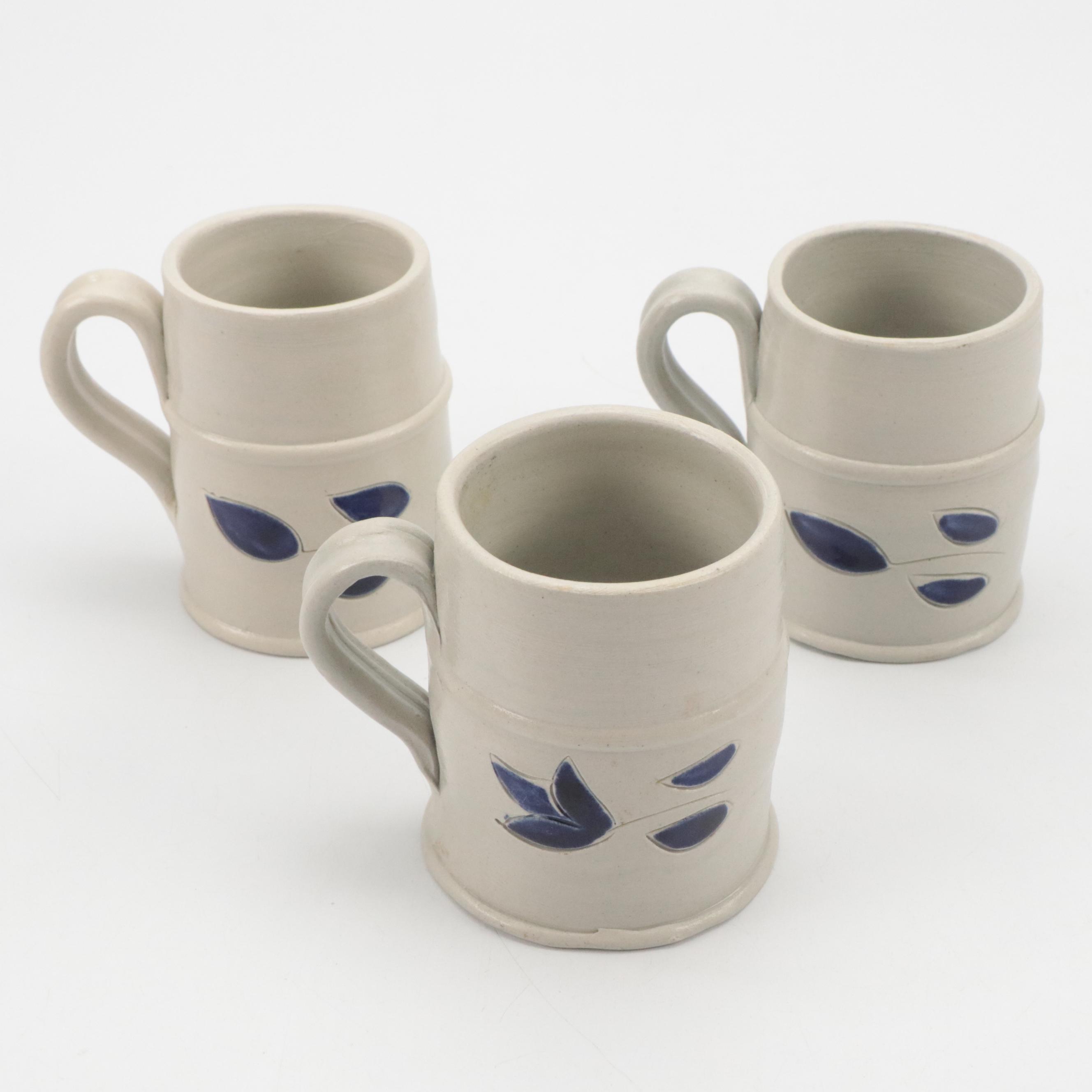 Williamsburg Pottery Cobalt Blue Pitcher, Cups and More with Other Pitcher