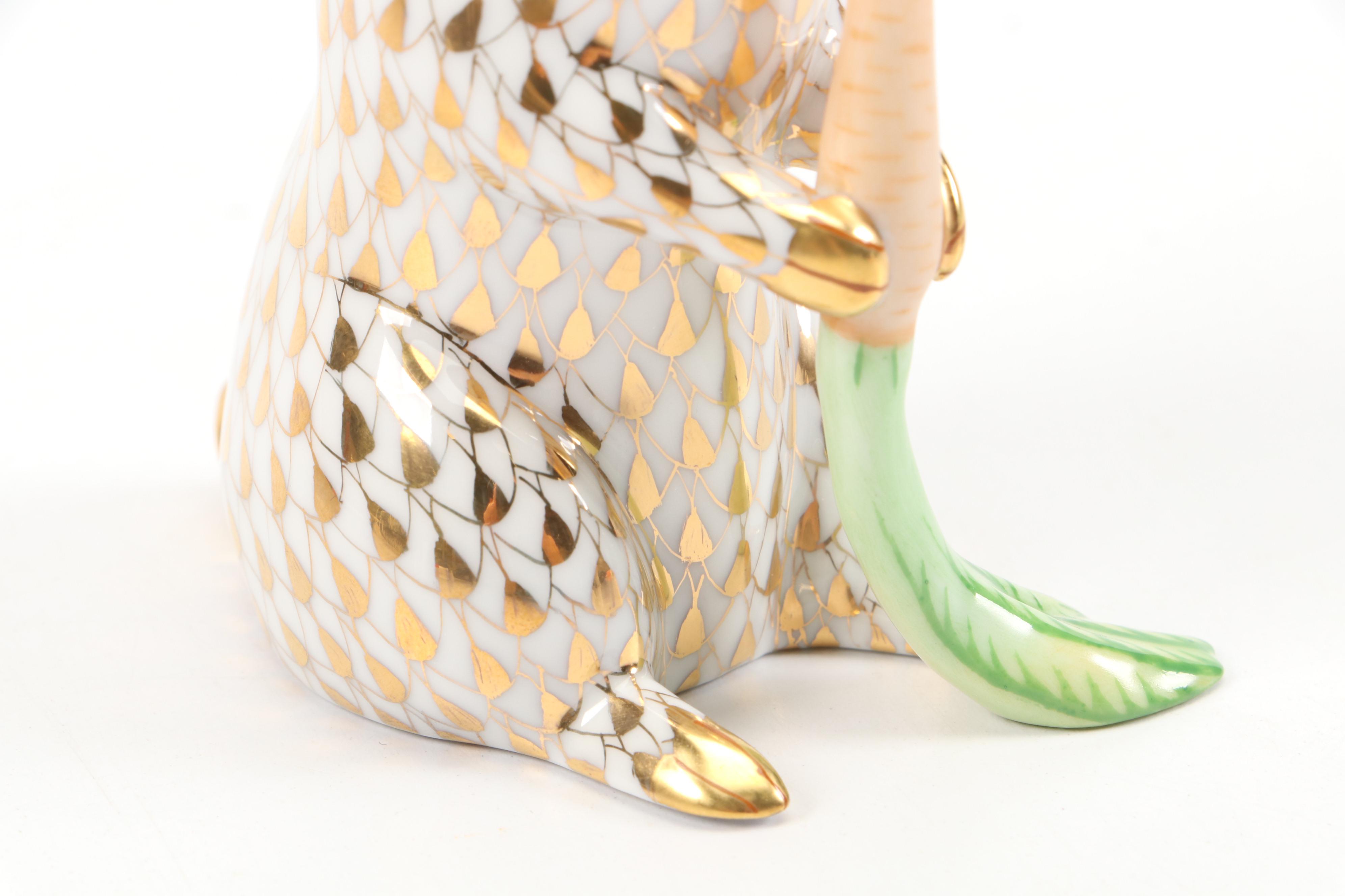 Herend Guild Gold Fishnet "Garden Bunny" Porcelain Figurine, 2005