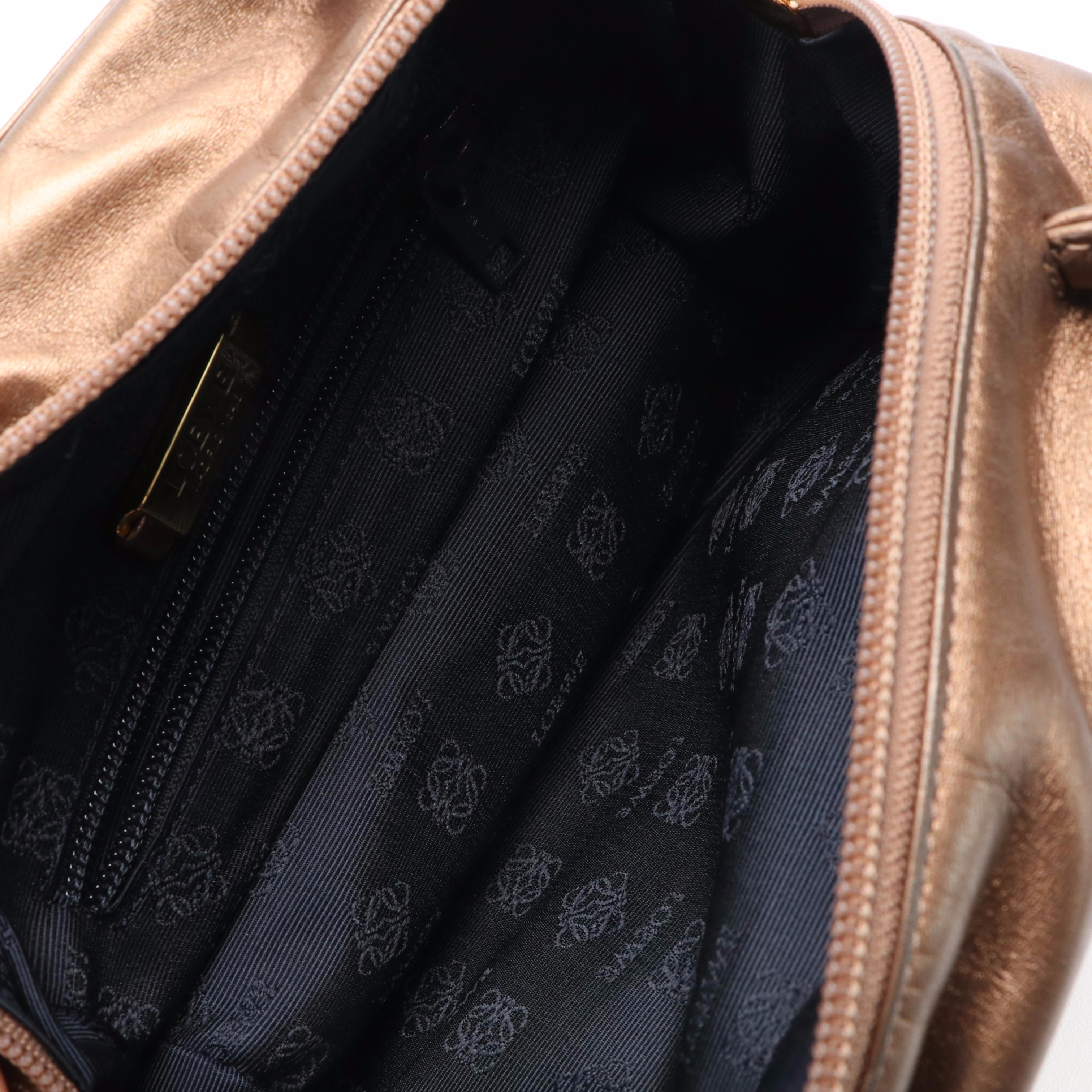 Loewe Mini Anagram Top Handle Bag in Copper Metallic Leather