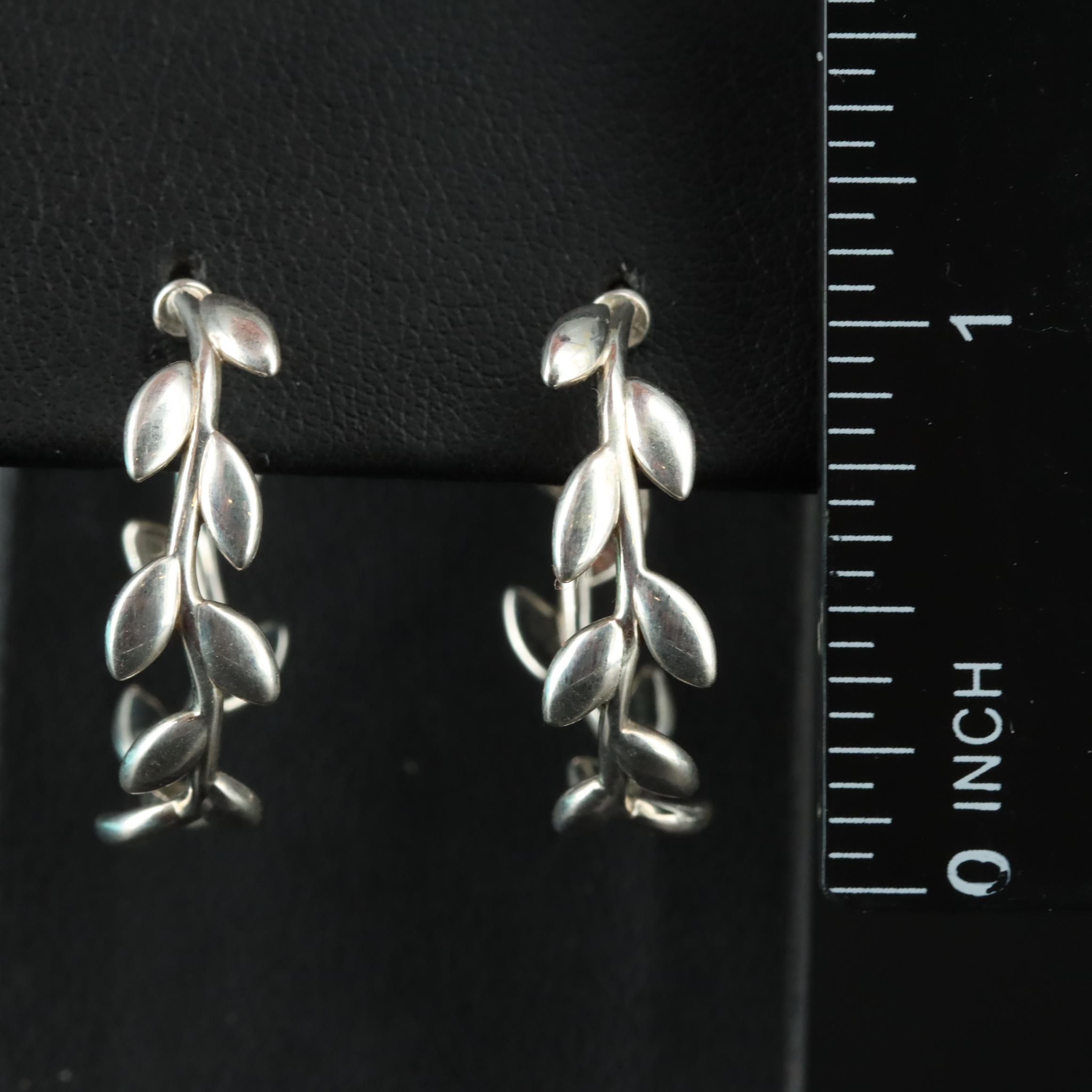 Paloma Picasso for Tiffany & Co. Sterling Olive Leaf Hoop Earrings