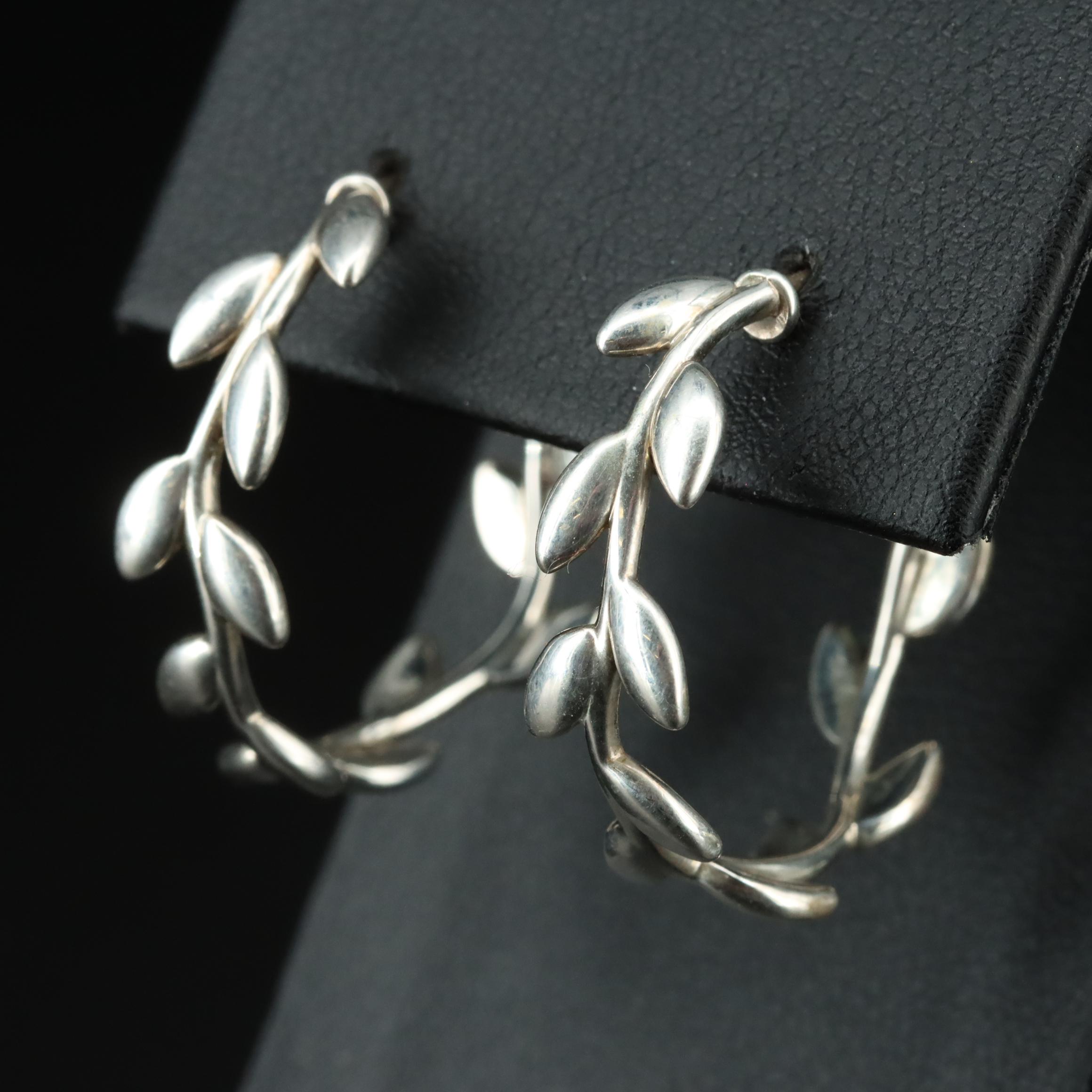 Paloma Picasso for Tiffany & Co. Sterling Olive Leaf Hoop Earrings