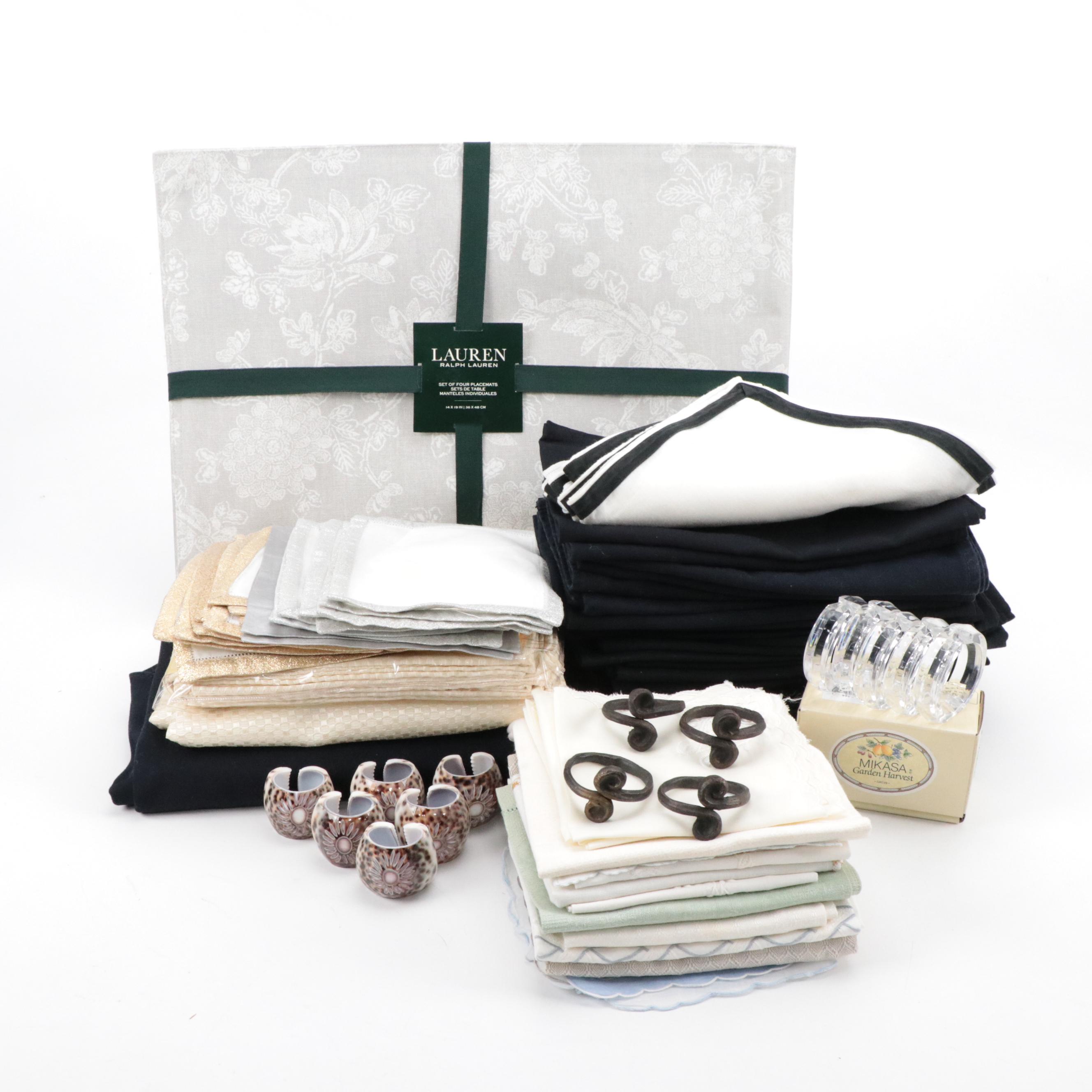 Ralph Lauren Cotton Placemats with Other Table Linens and Napkin Rings
