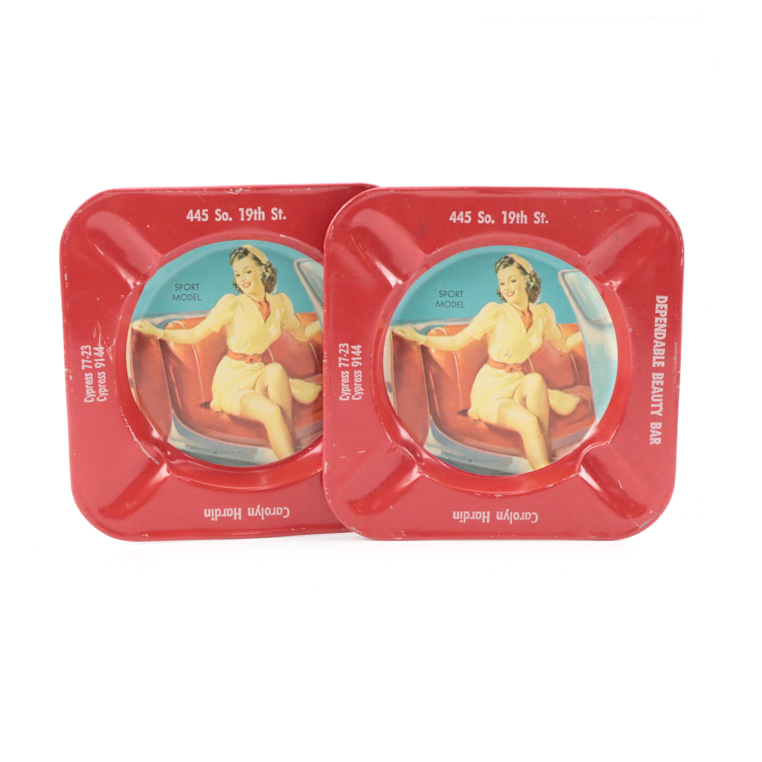 Marilyn Monroe Reprint Business Cards with Pin-Up Girl Ashtrays