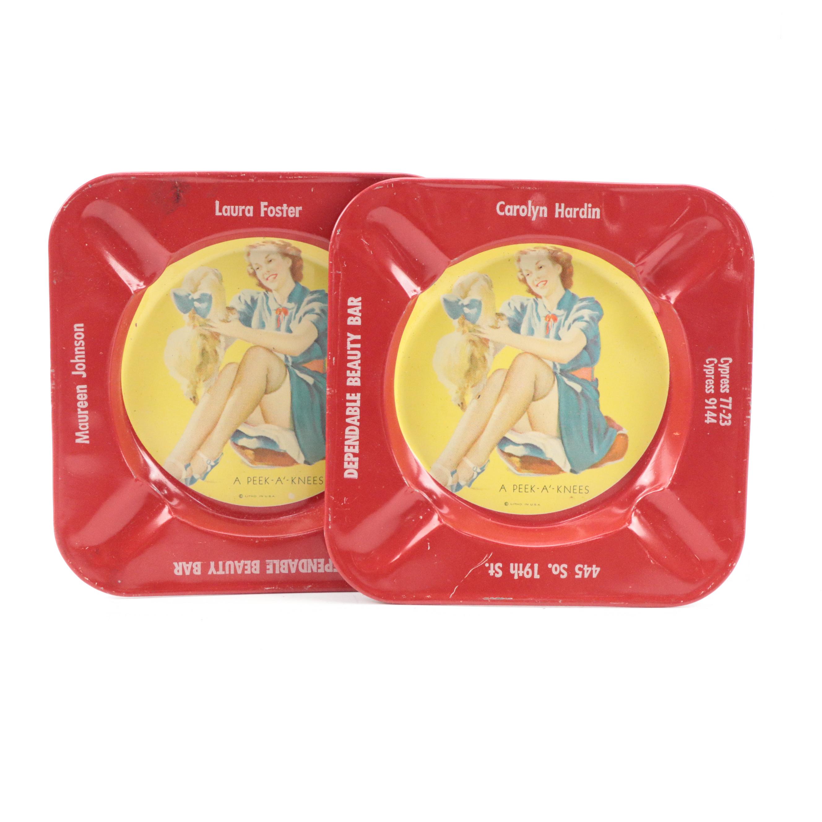 Marilyn Monroe Reprint Business Cards with Pin-Up Girl Ashtrays