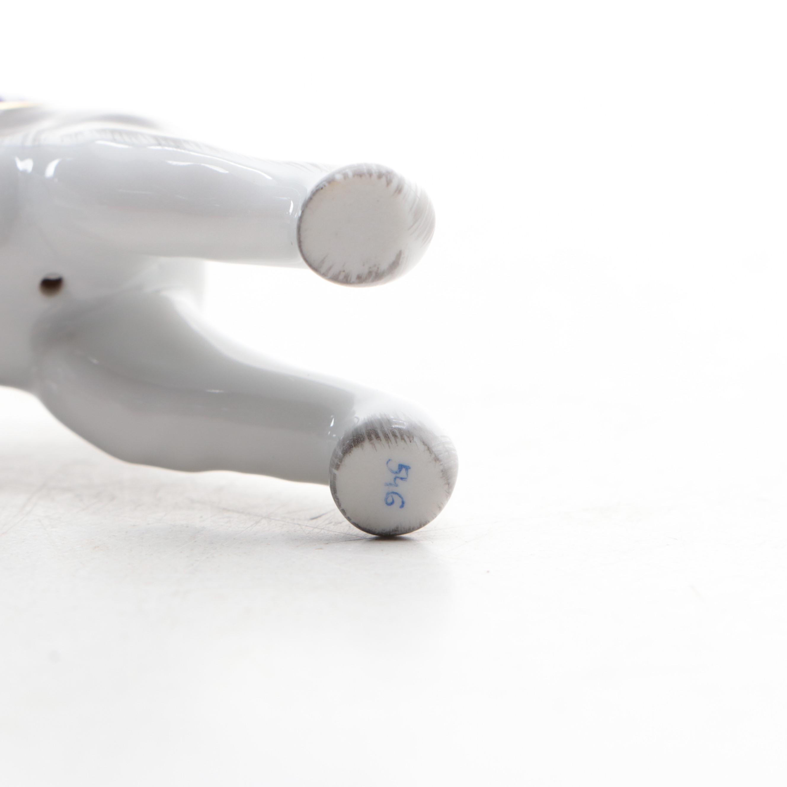 Herend Purple Fishnet with Gold on Natural "Schnauzer" Porcelain Figurine