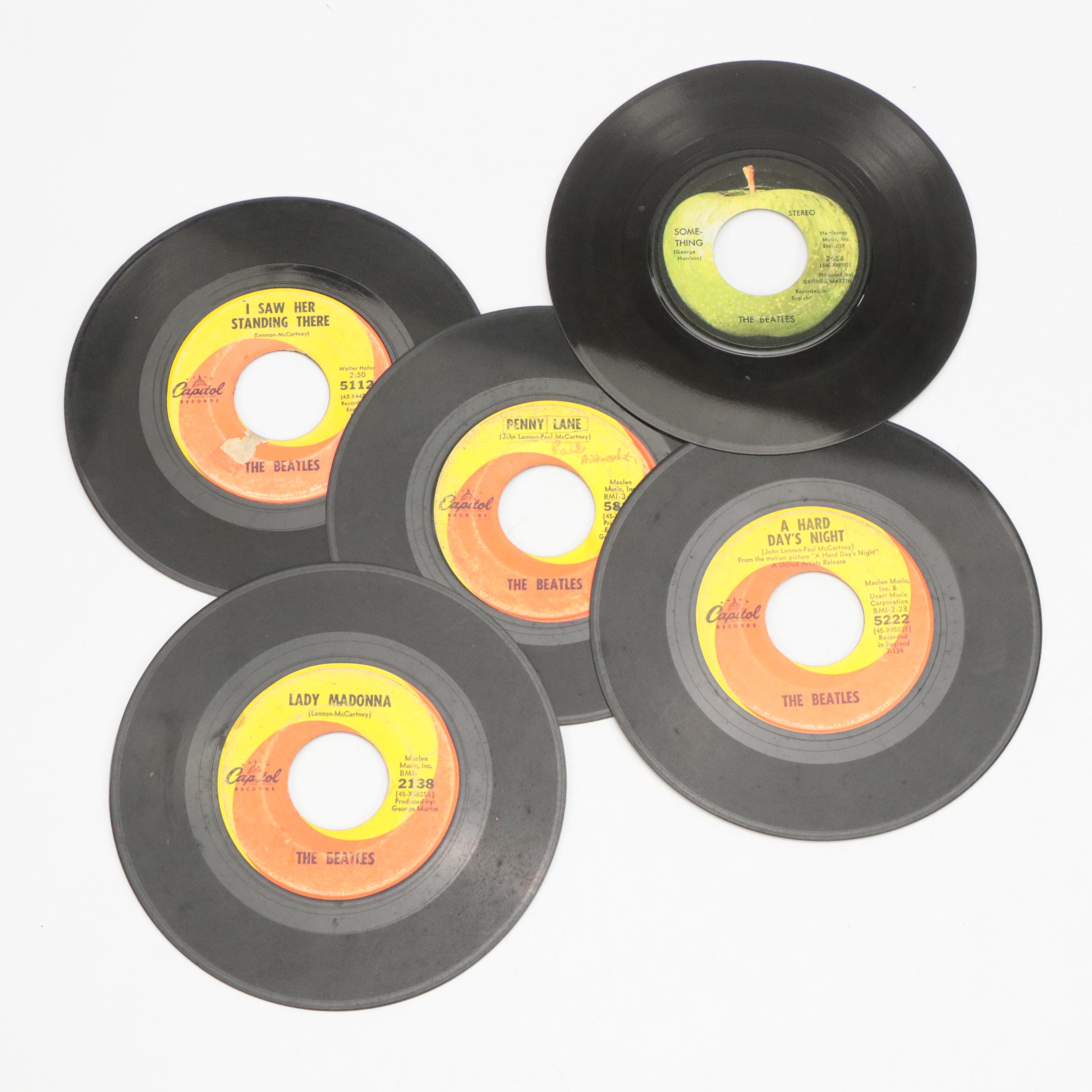 The Beatles Vinyl Record Singles Including "Get Back" and "Lady Madonna"