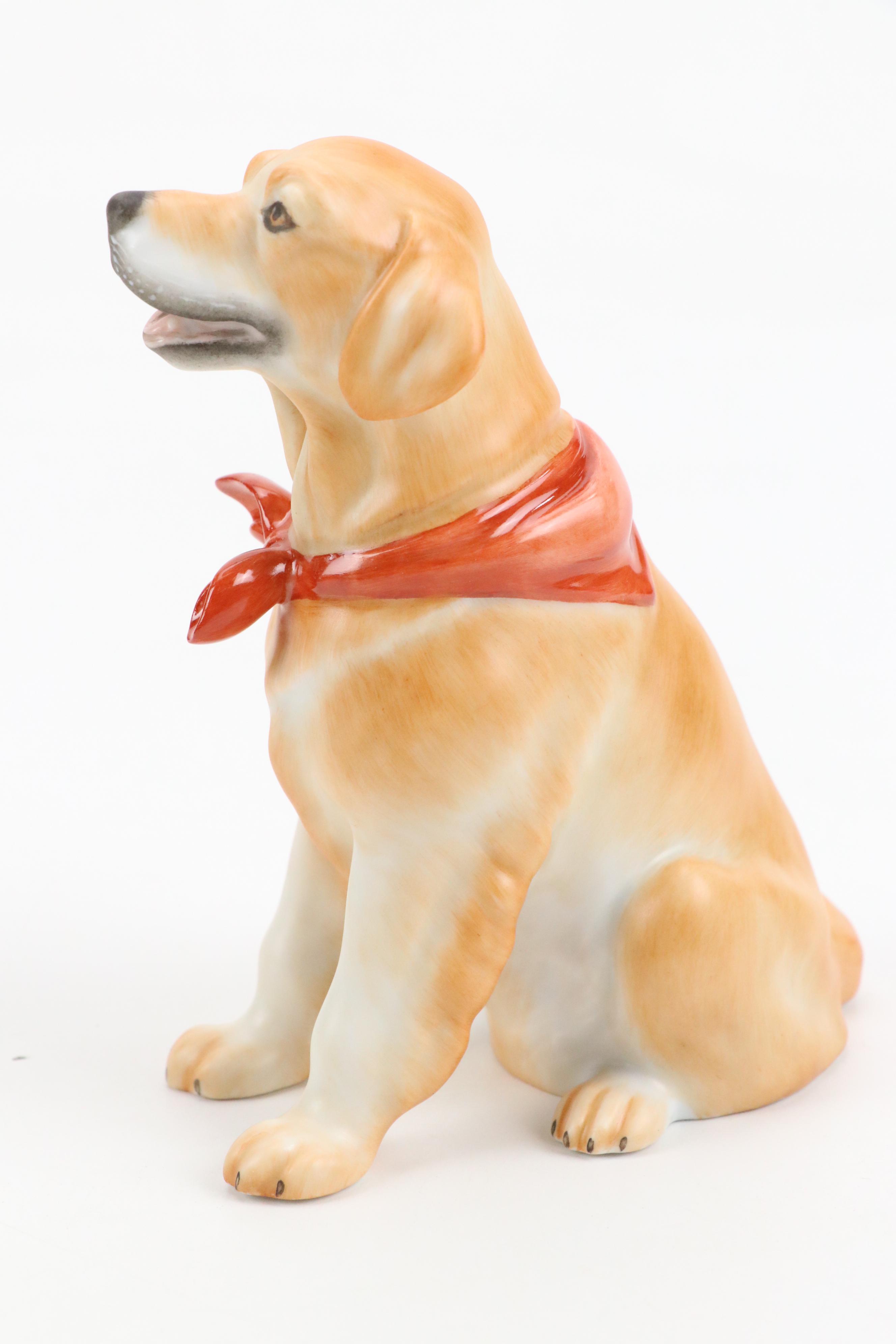 Herend Natural "Golden Retriever" Porcelain Figurine