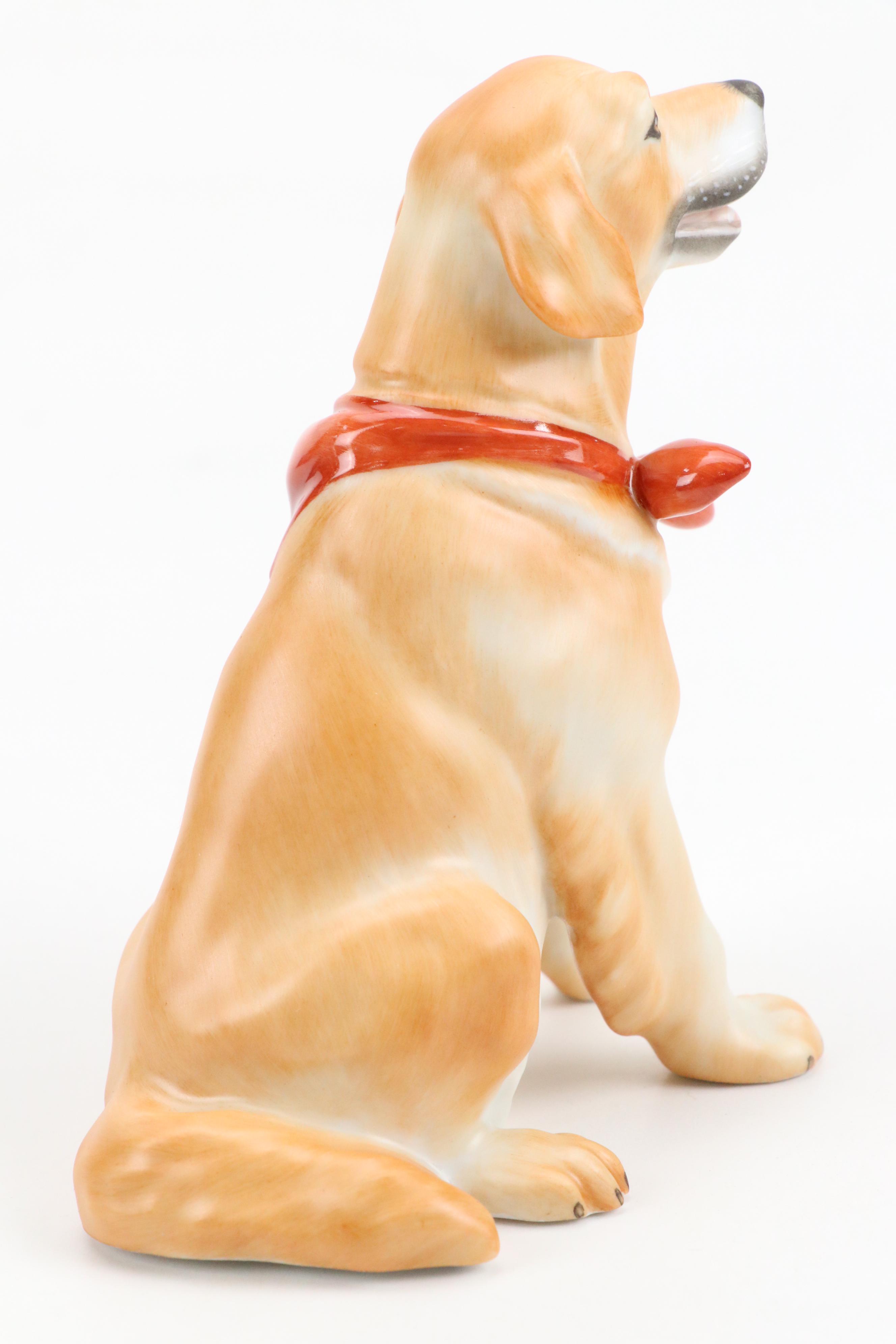 Herend Natural "Golden Retriever" Porcelain Figurine