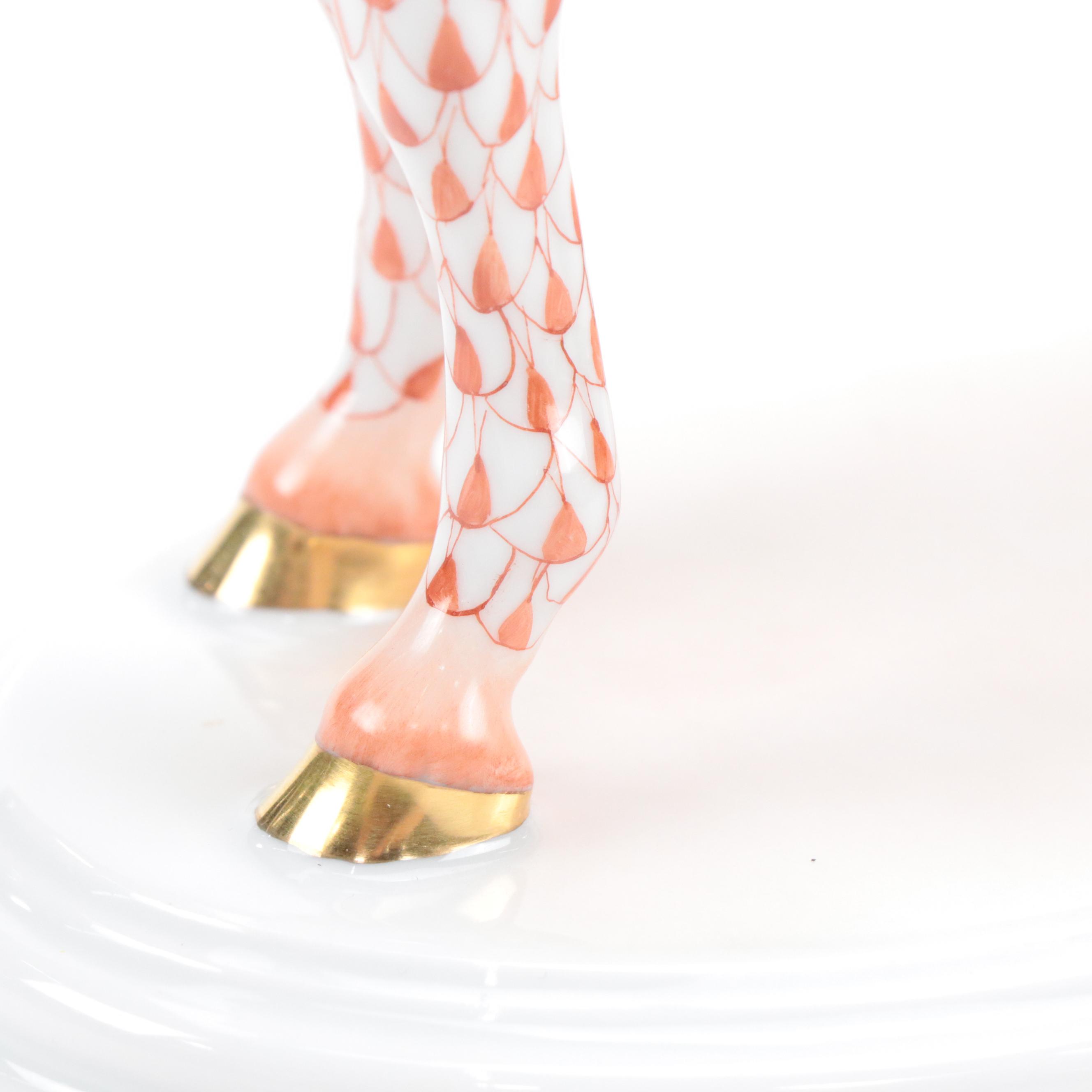 Herend Rust Fishnet with Gold "Horse" Porcelain Figurine