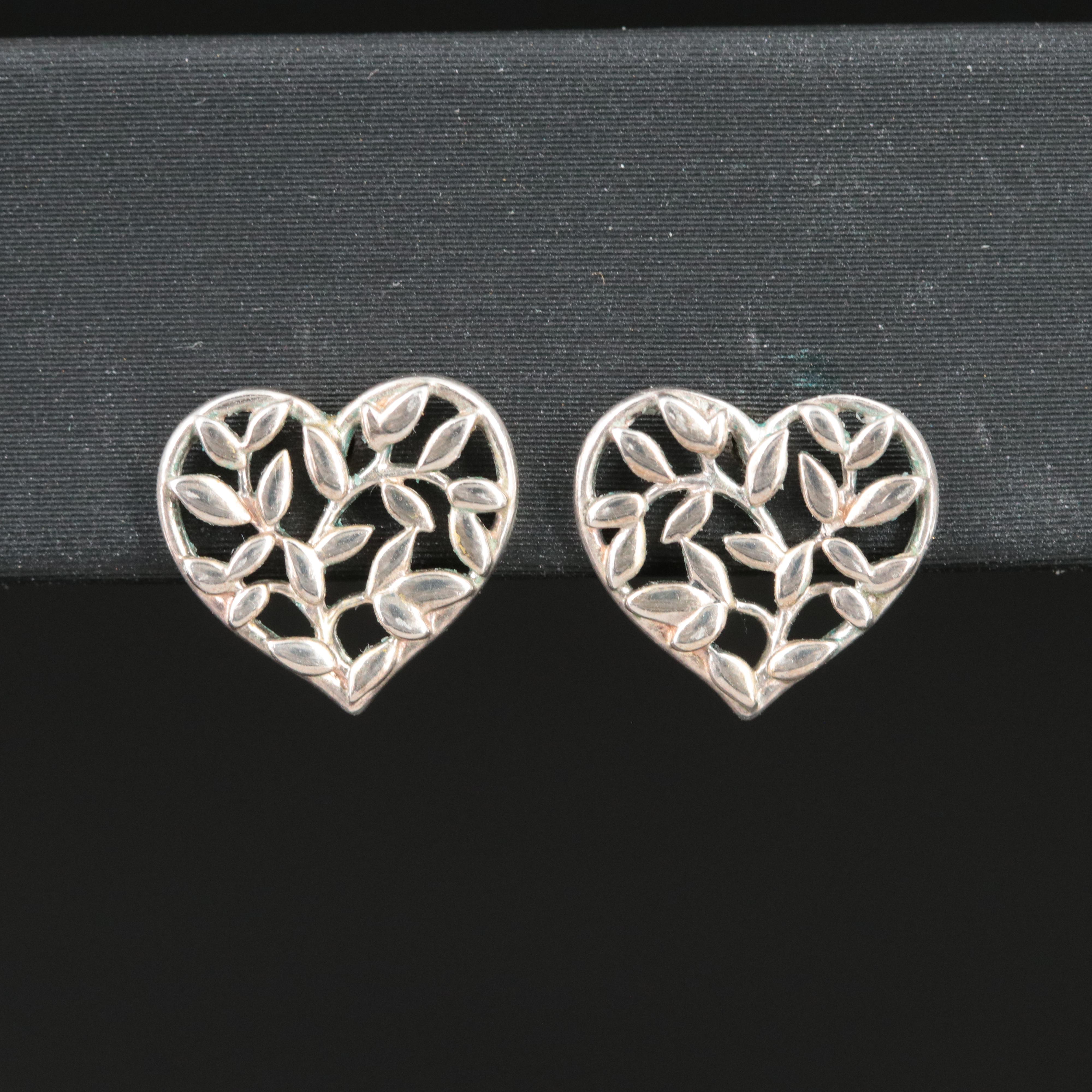 Paloma Picasso for Tiffany & Co. Sterling Olive Leaf Heart Earrings
