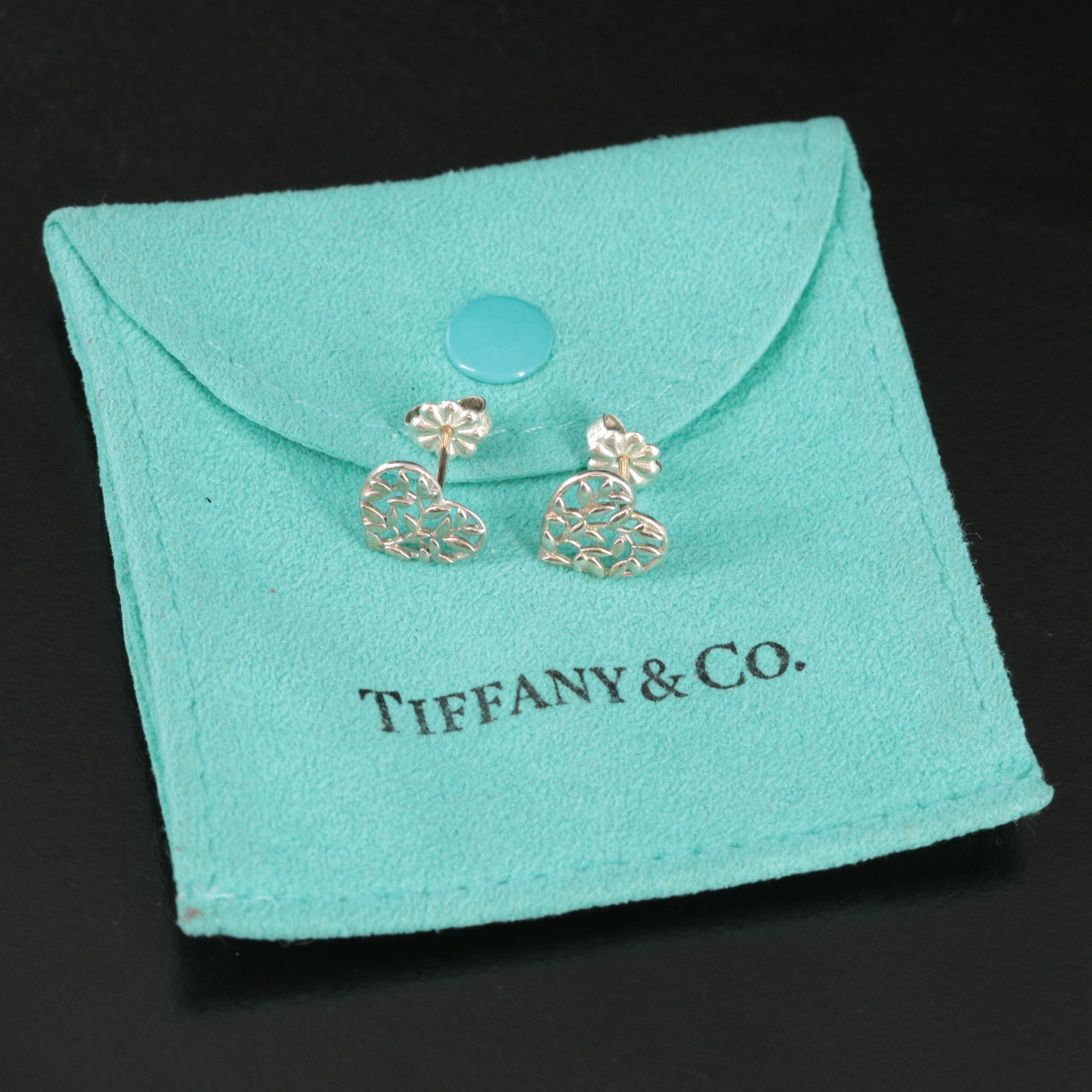 Paloma Picasso for Tiffany & Co. Sterling Olive Leaf Heart Earrings