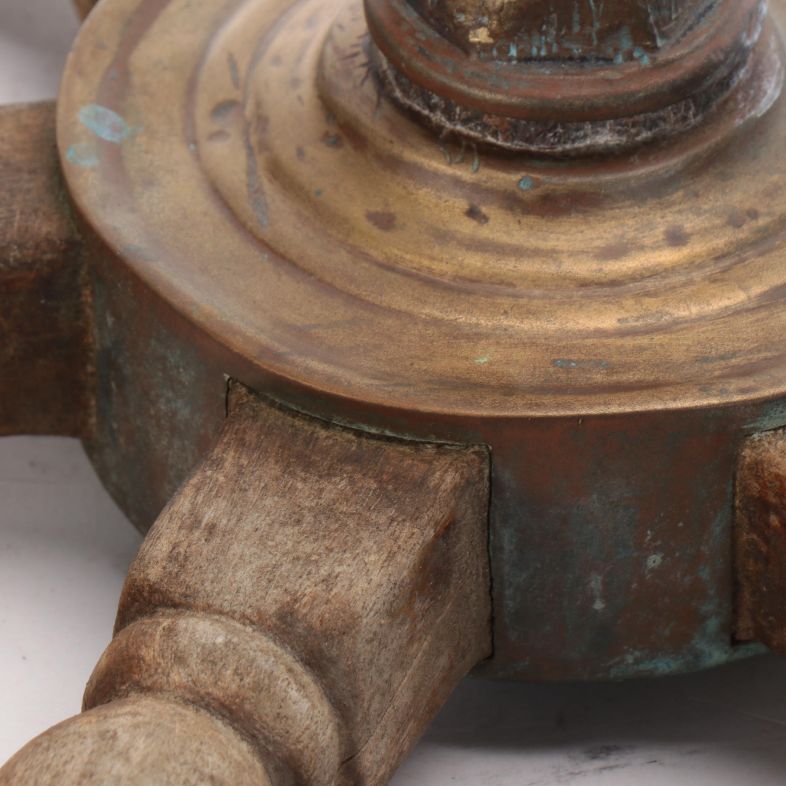 Wood and Brass Ship's Wheel Wall Decoration, 20th Century
