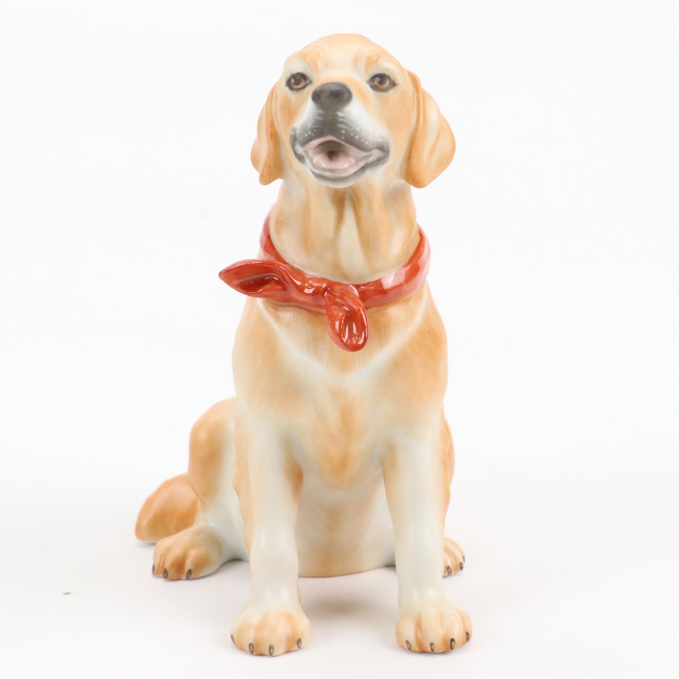 Herend Natural "Golden Retriever" Porcelain Figurine