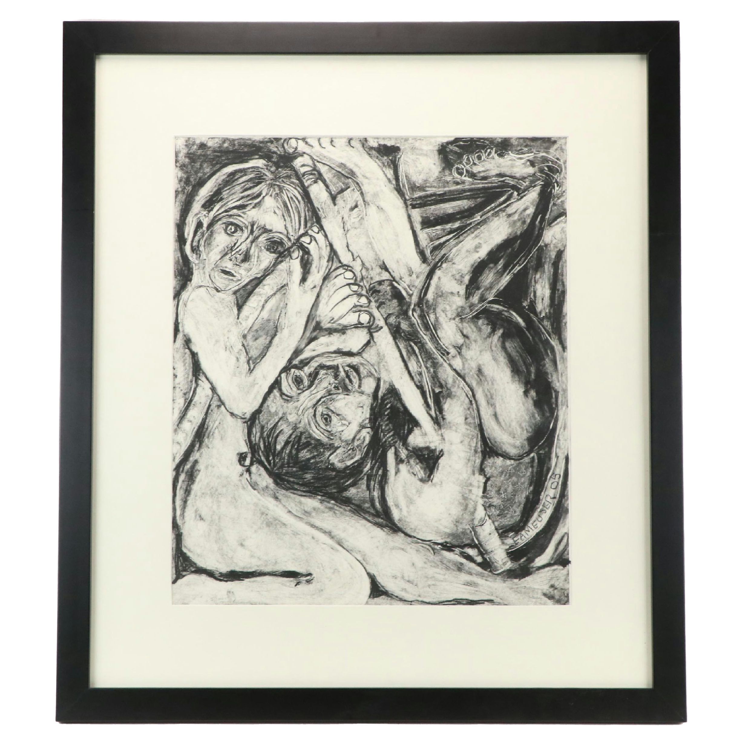 Erica A. Meuser Monotype With Charcoal "Katrina's War II," 2005