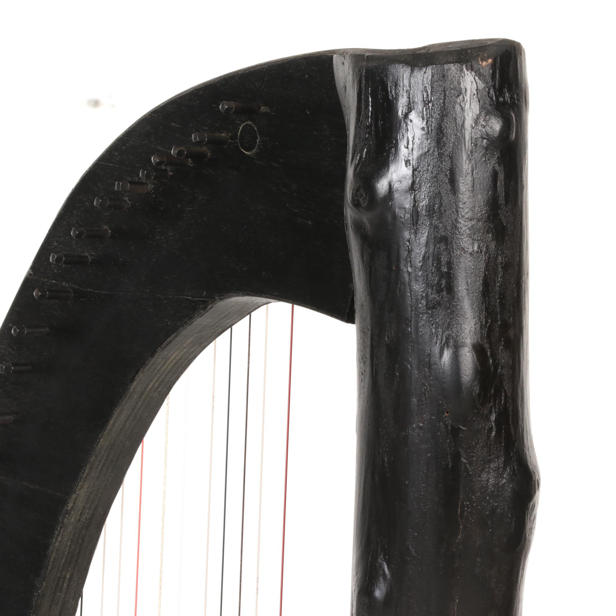 Pedal Harp with Hand-Painted Fish in a Pond Soundboard