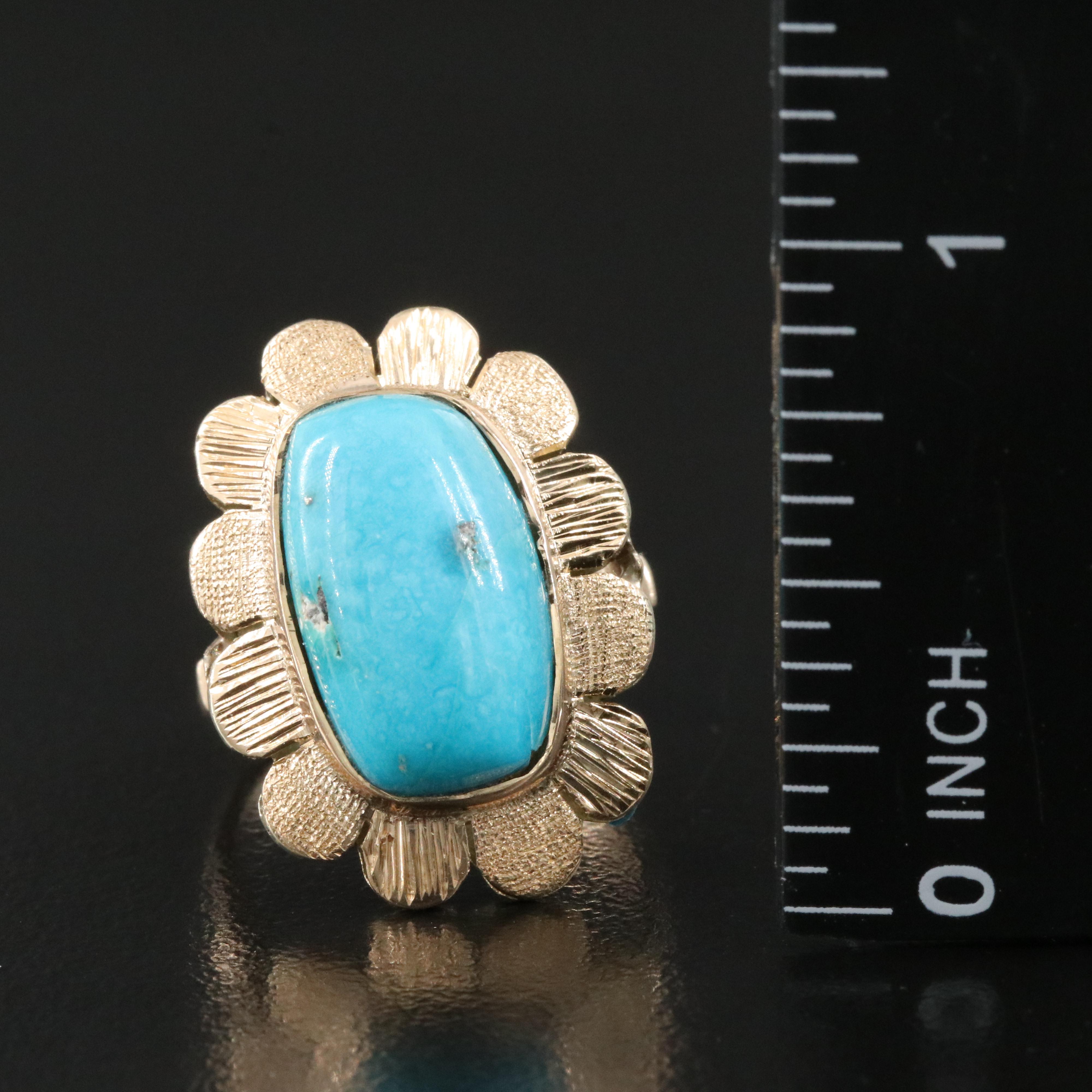 10K Turquoise Flower Ring