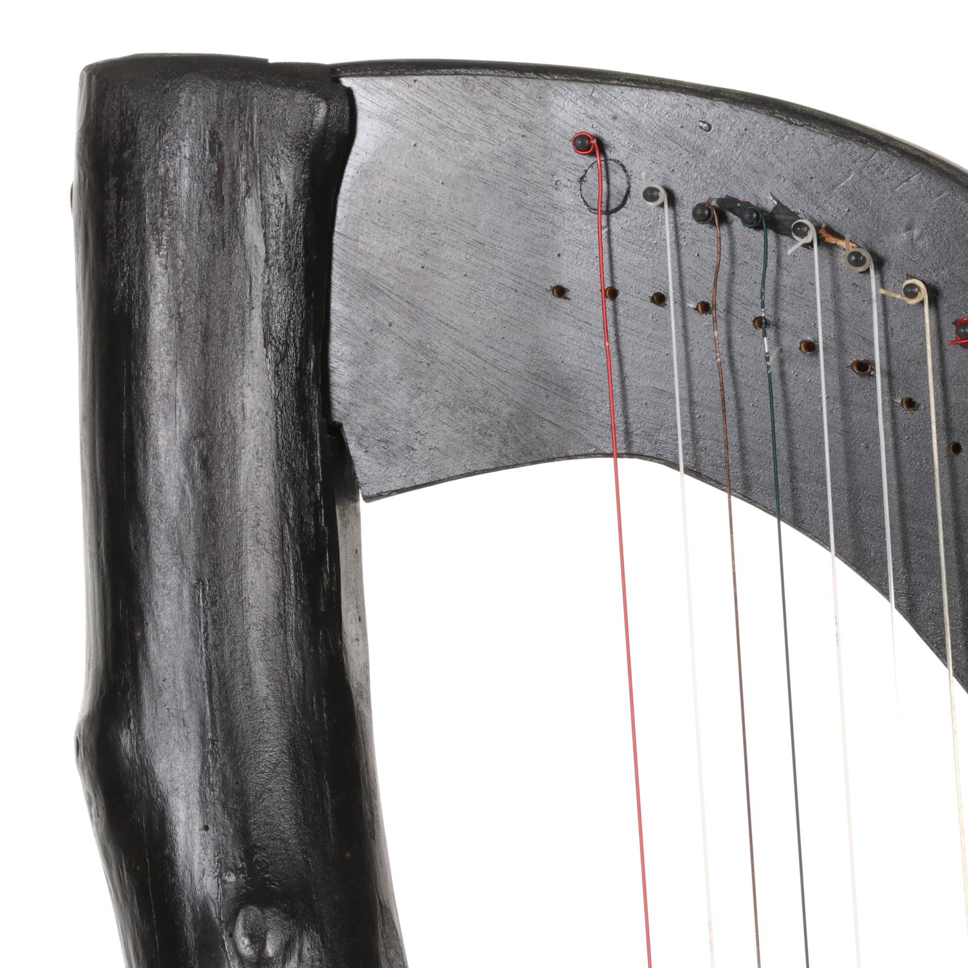 Pedal Harp with Hand-Painted Fish in a Pond Soundboard