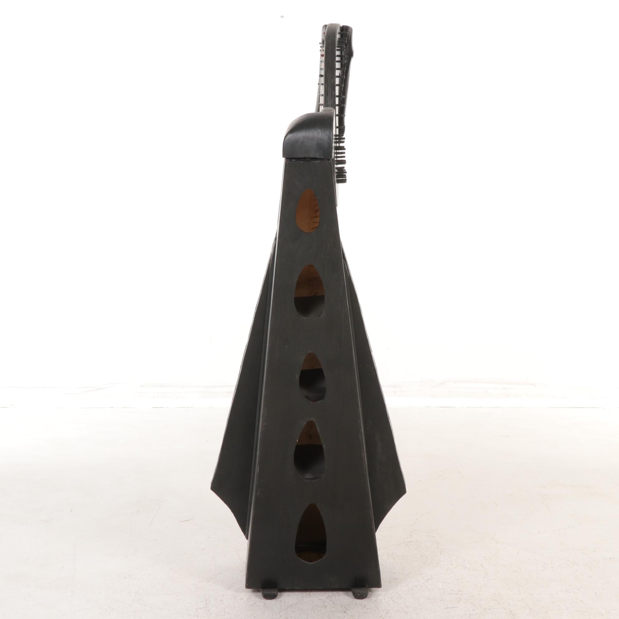 Pedal Harp with Hand-Painted Fish in a Pond Soundboard