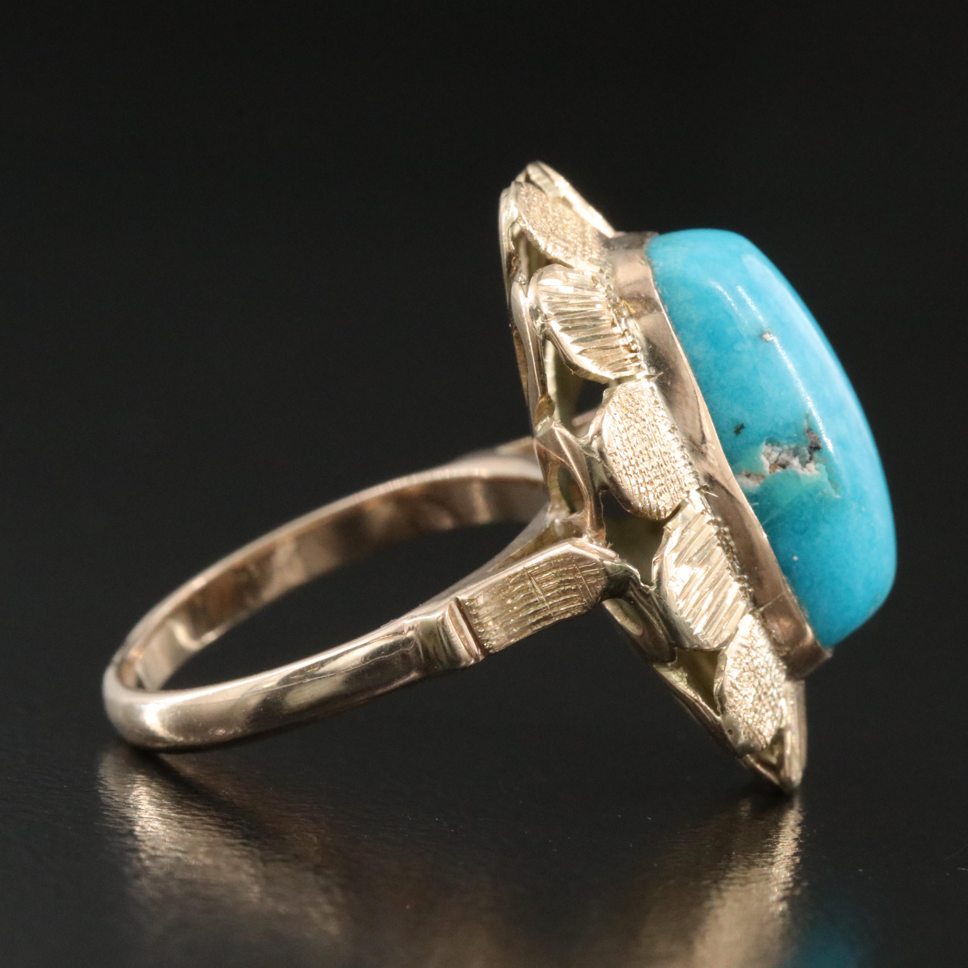 10K Turquoise Flower Ring