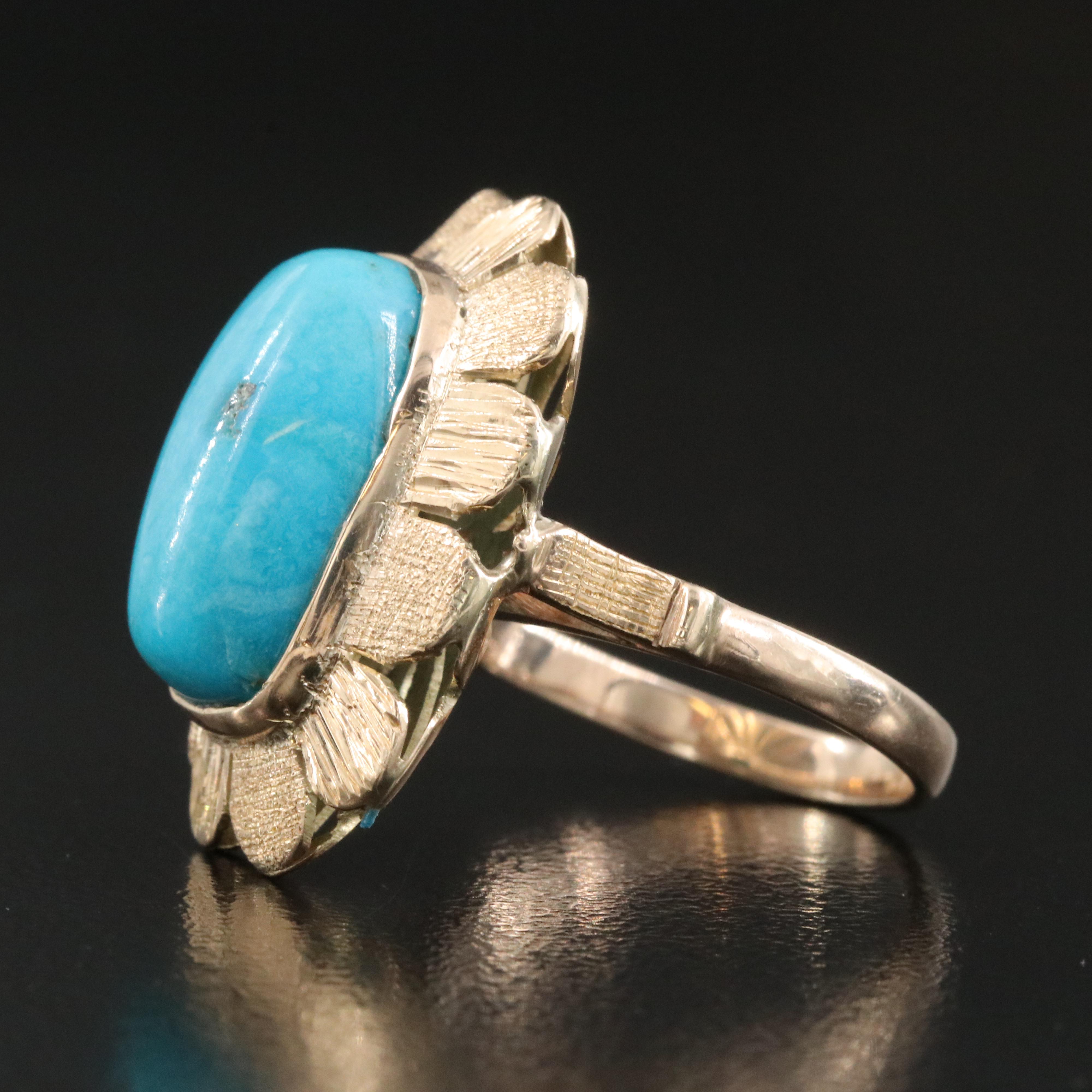 10K Turquoise Flower Ring