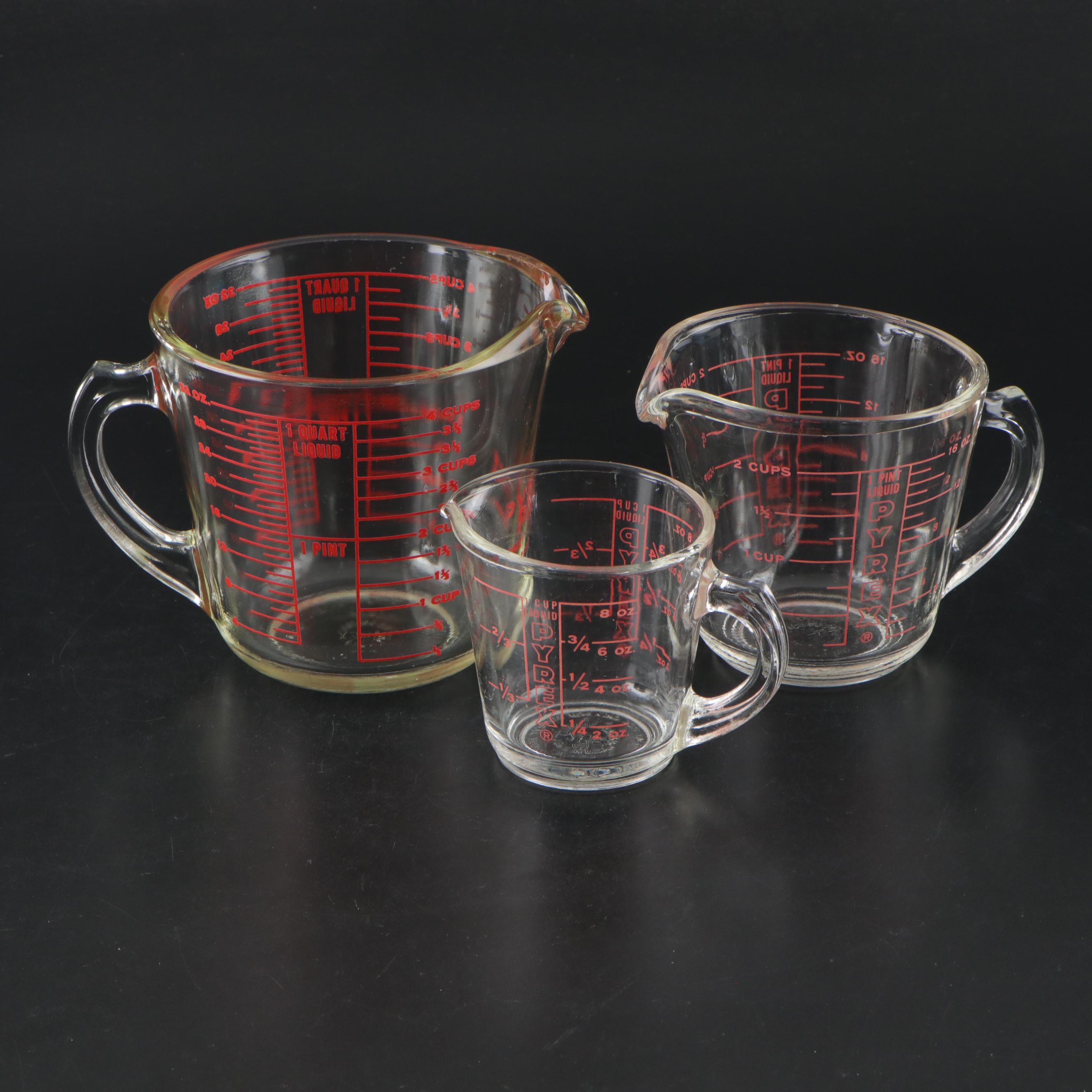 Pyrex Liquid Measuring Cups with All-Clad Pans and Ice Bucket