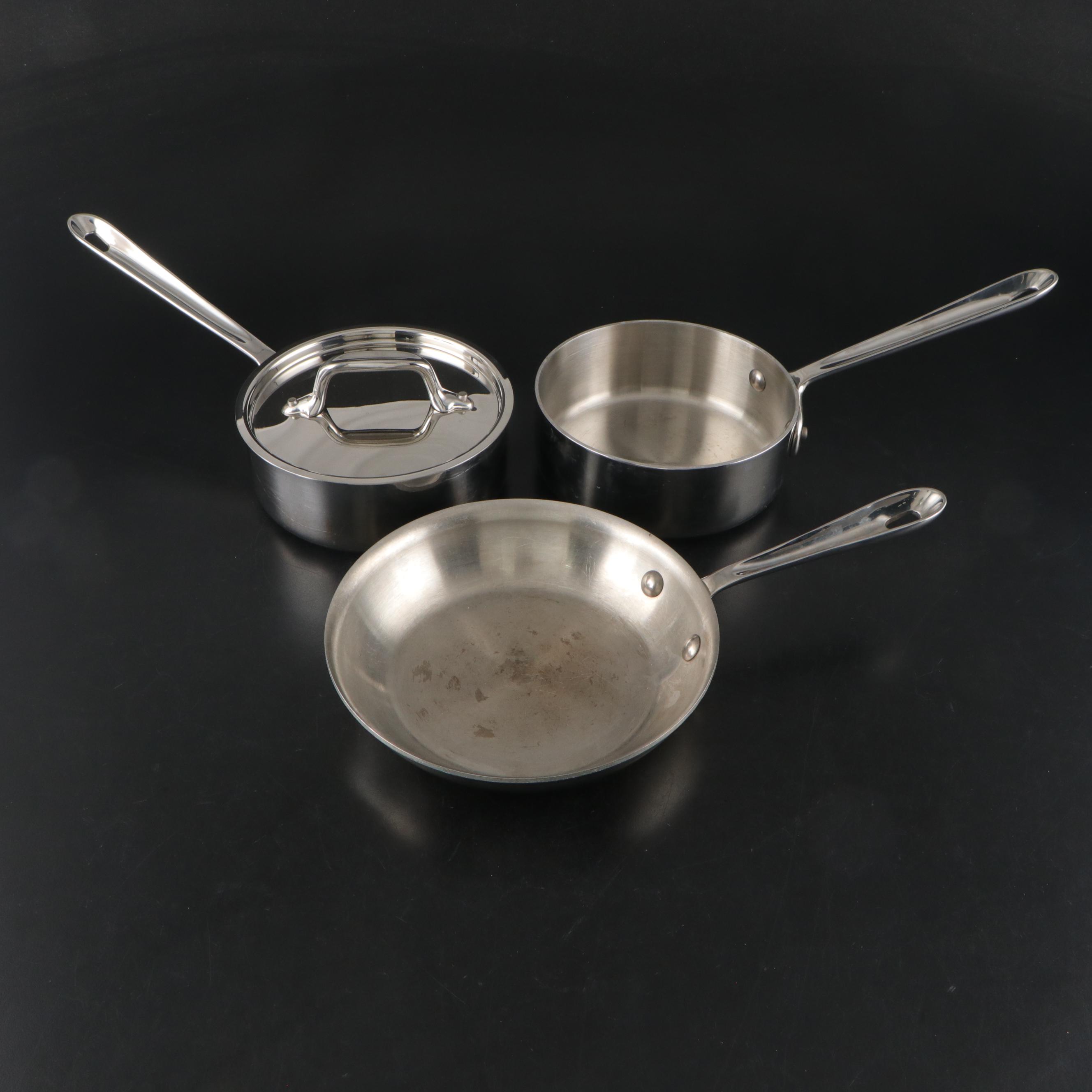 Pyrex Liquid Measuring Cups with All-Clad Pans and Ice Bucket