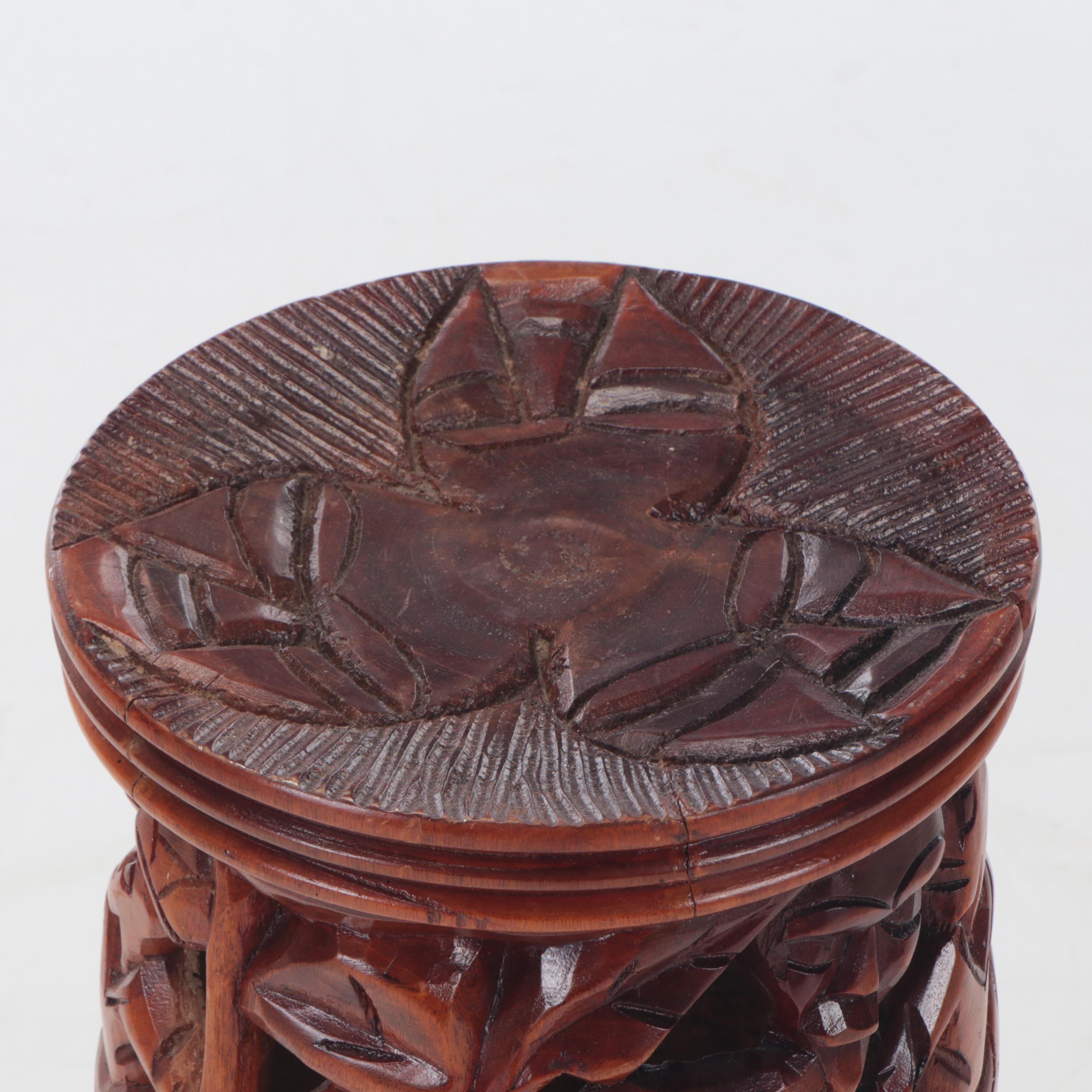 West African Hand-Carved Wooden Stool