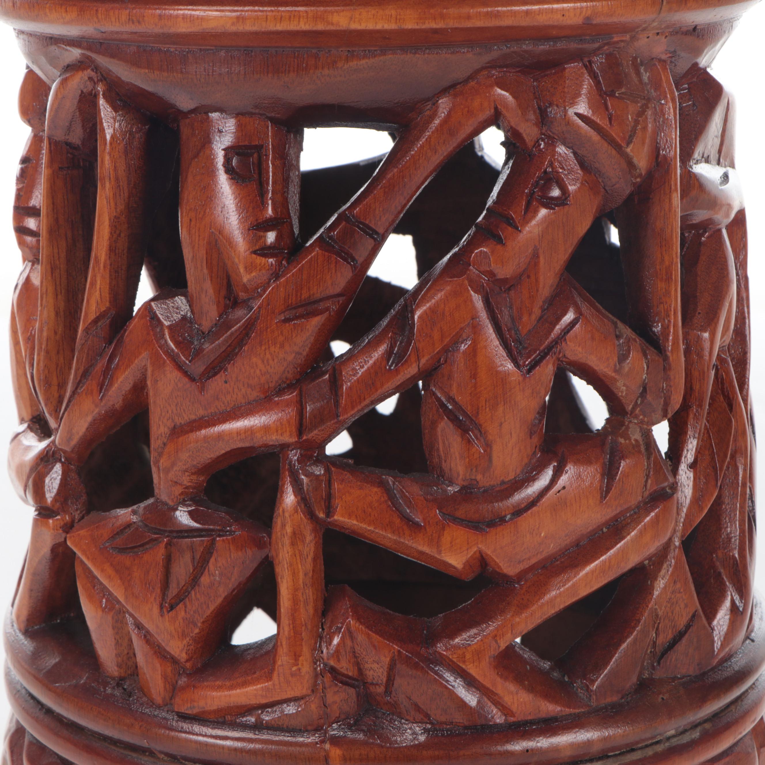 West African Hand-Carved Wooden Stool
