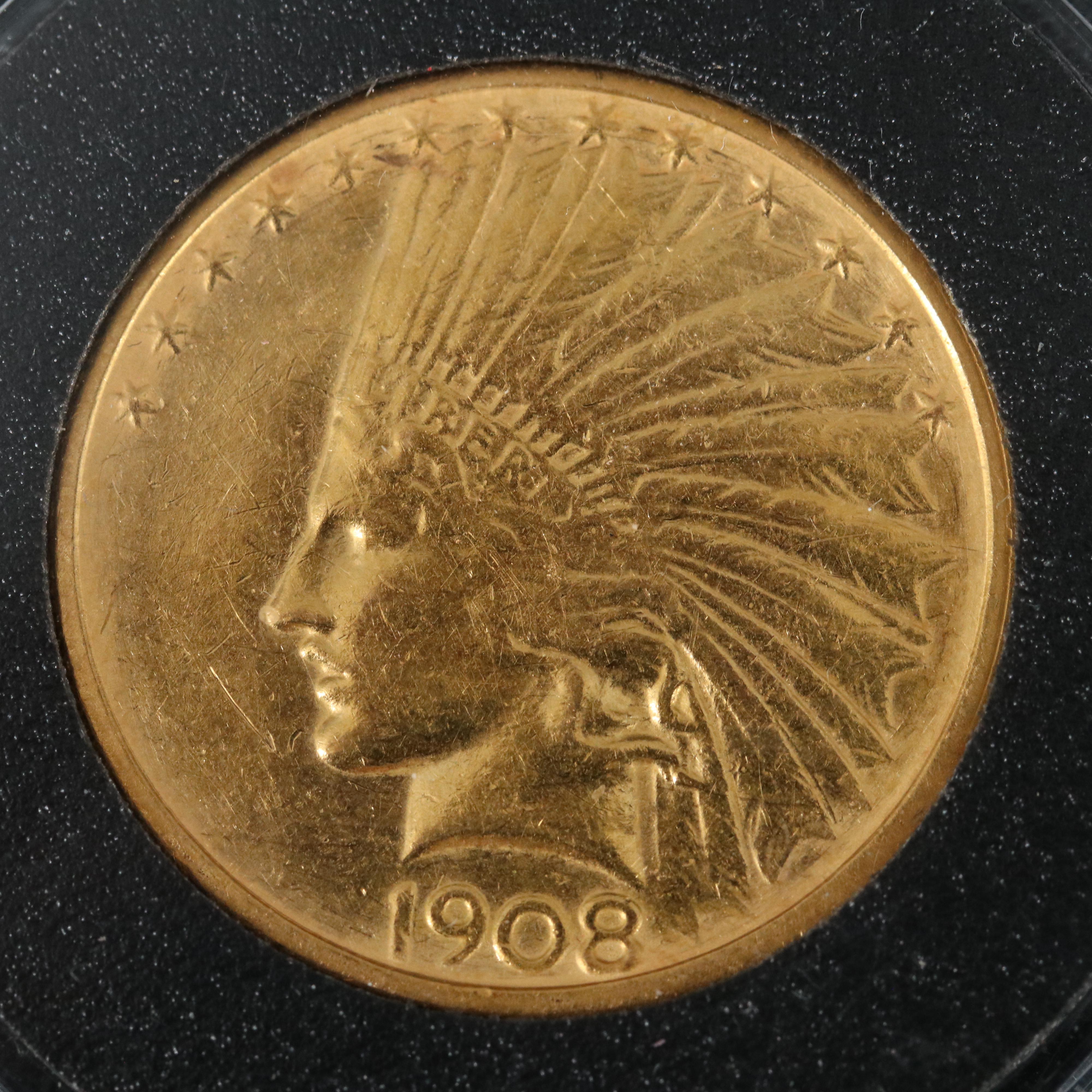 1908 Indian Head w/Motto $10 Gold Coin