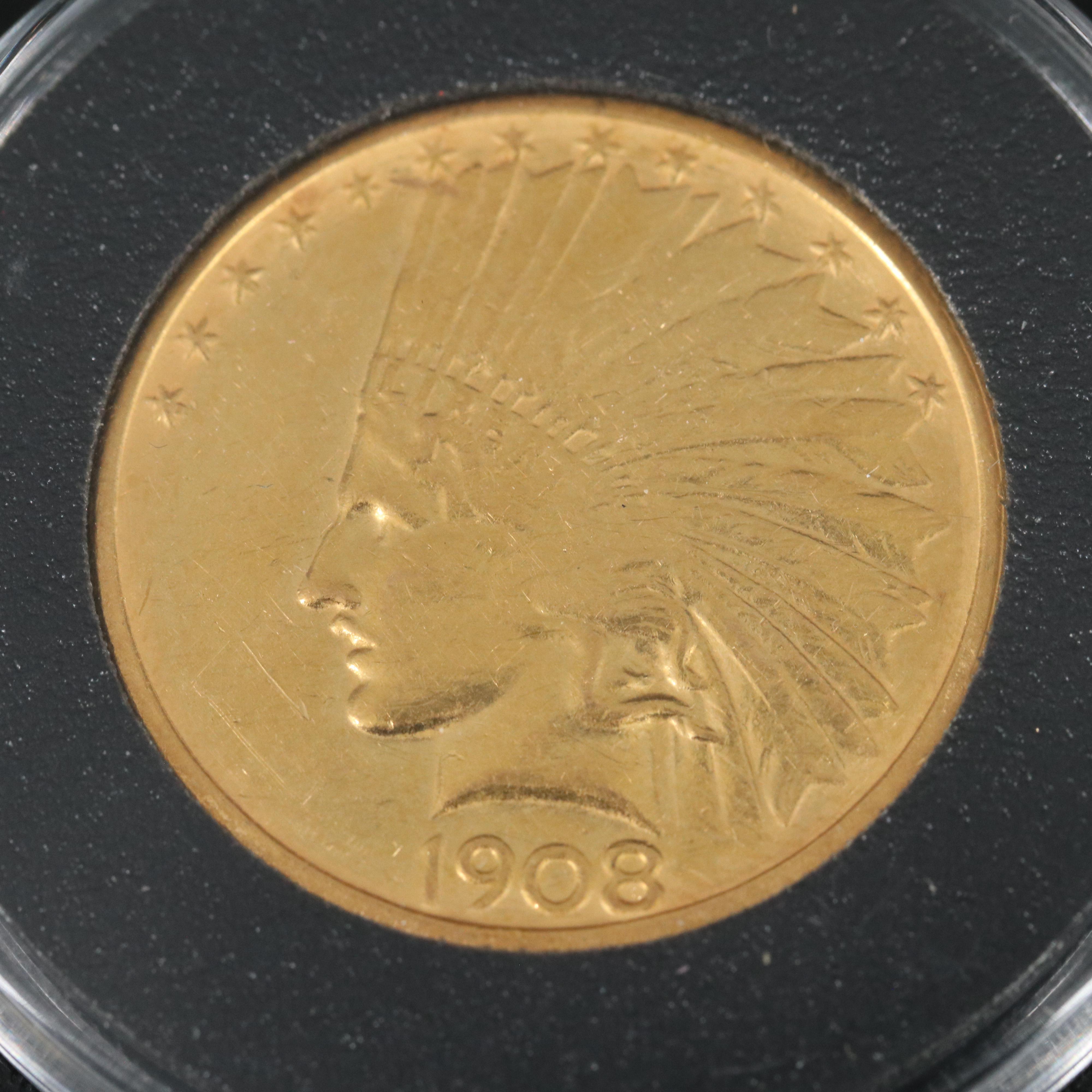 1908 Indian Head w/Motto $10 Gold Coin