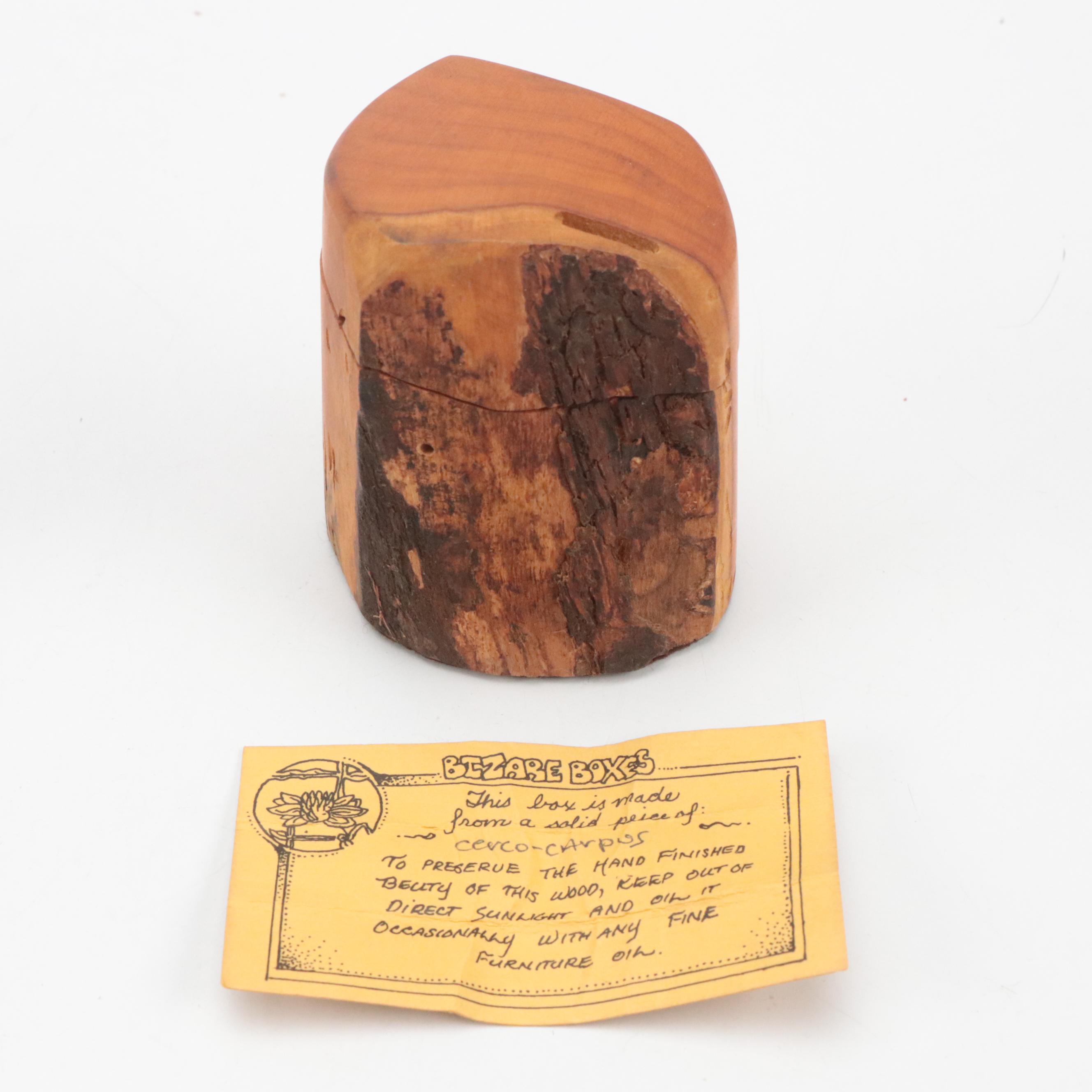 Bizarre Boxes Finshed Wood Box with Carved Stone Fish Paperweight with More