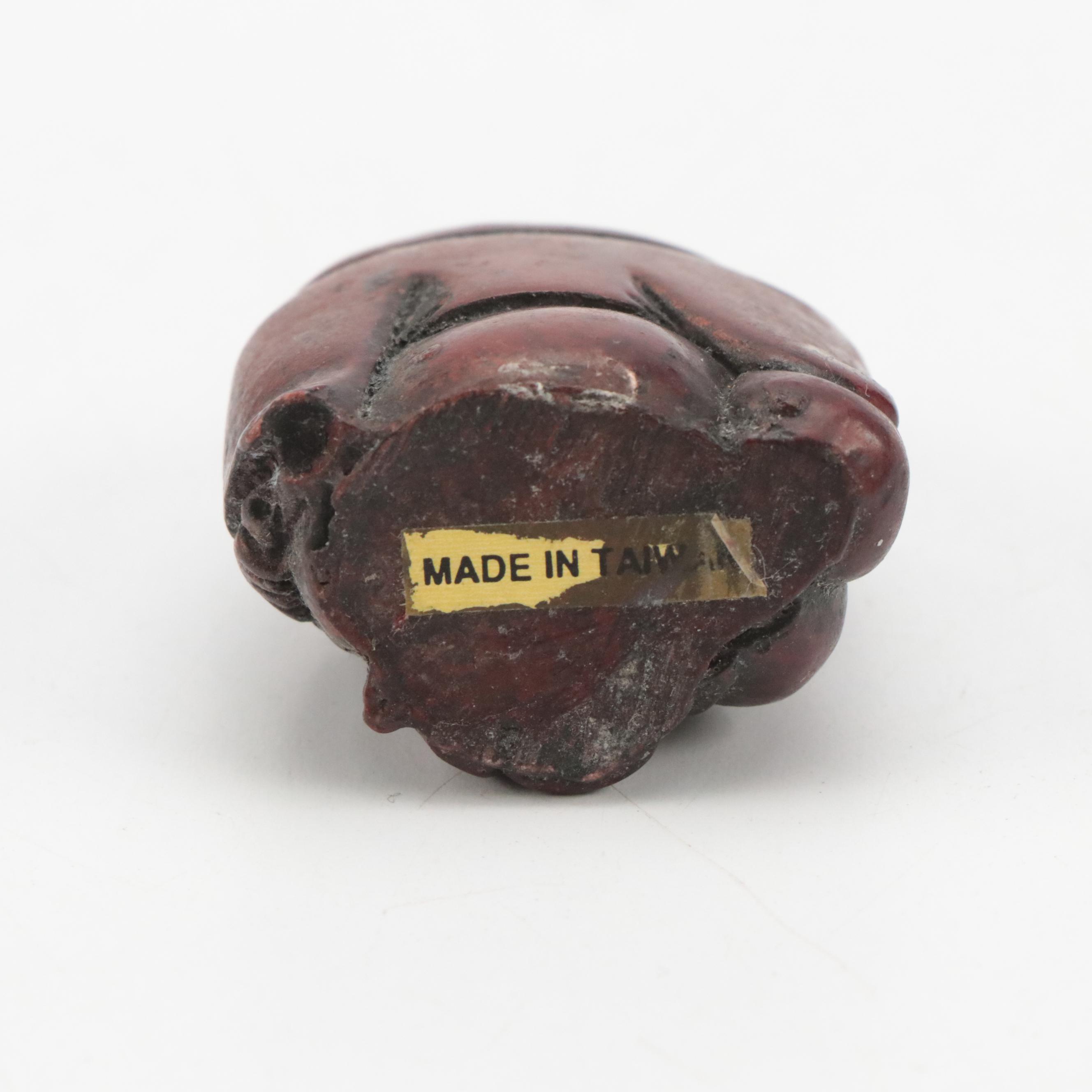 Bizarre Boxes Finshed Wood Box with Carved Stone Fish Paperweight with More