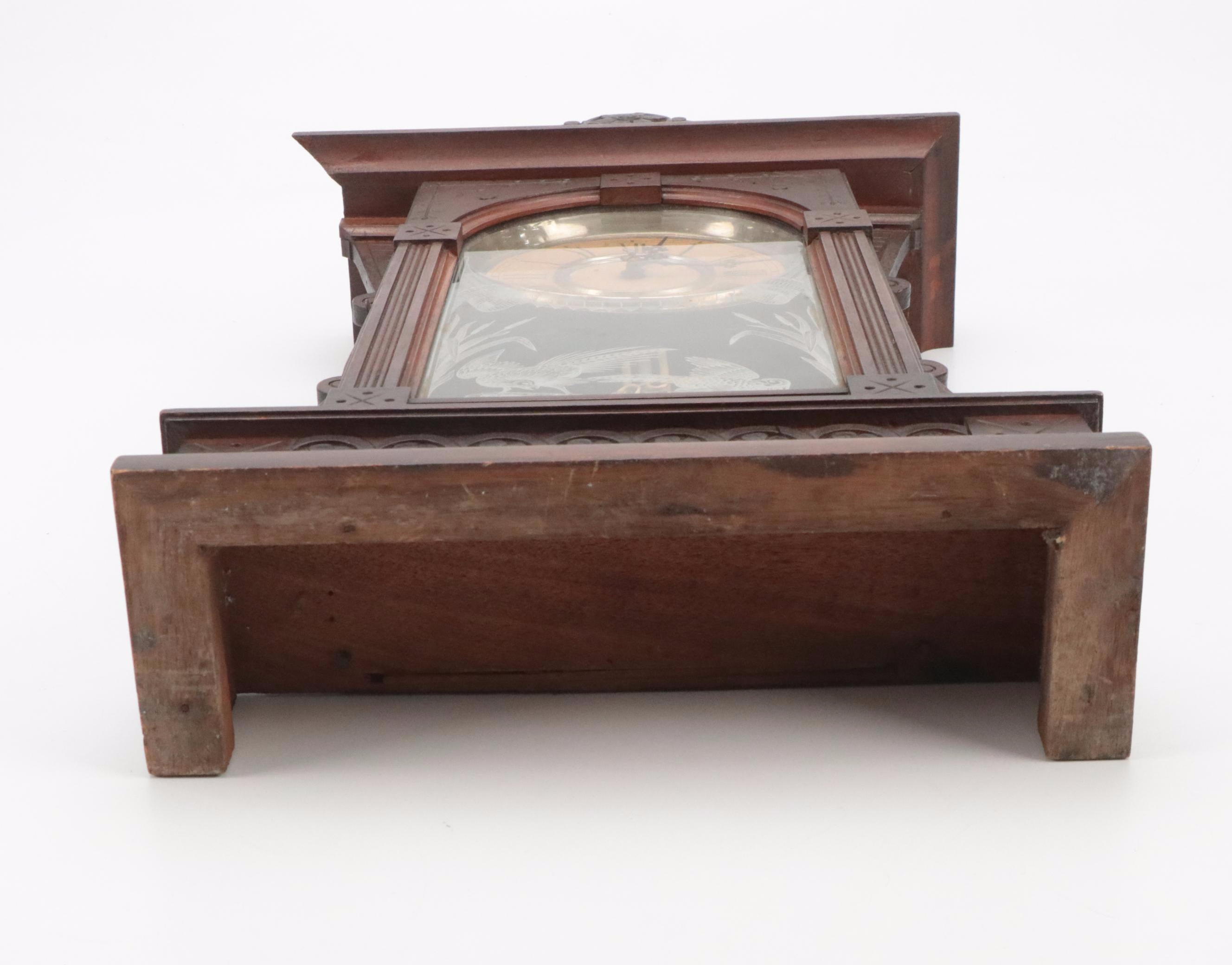 William L. Gilbert "Helios" Carved Walnut Shelf Clock, Late 19th Century