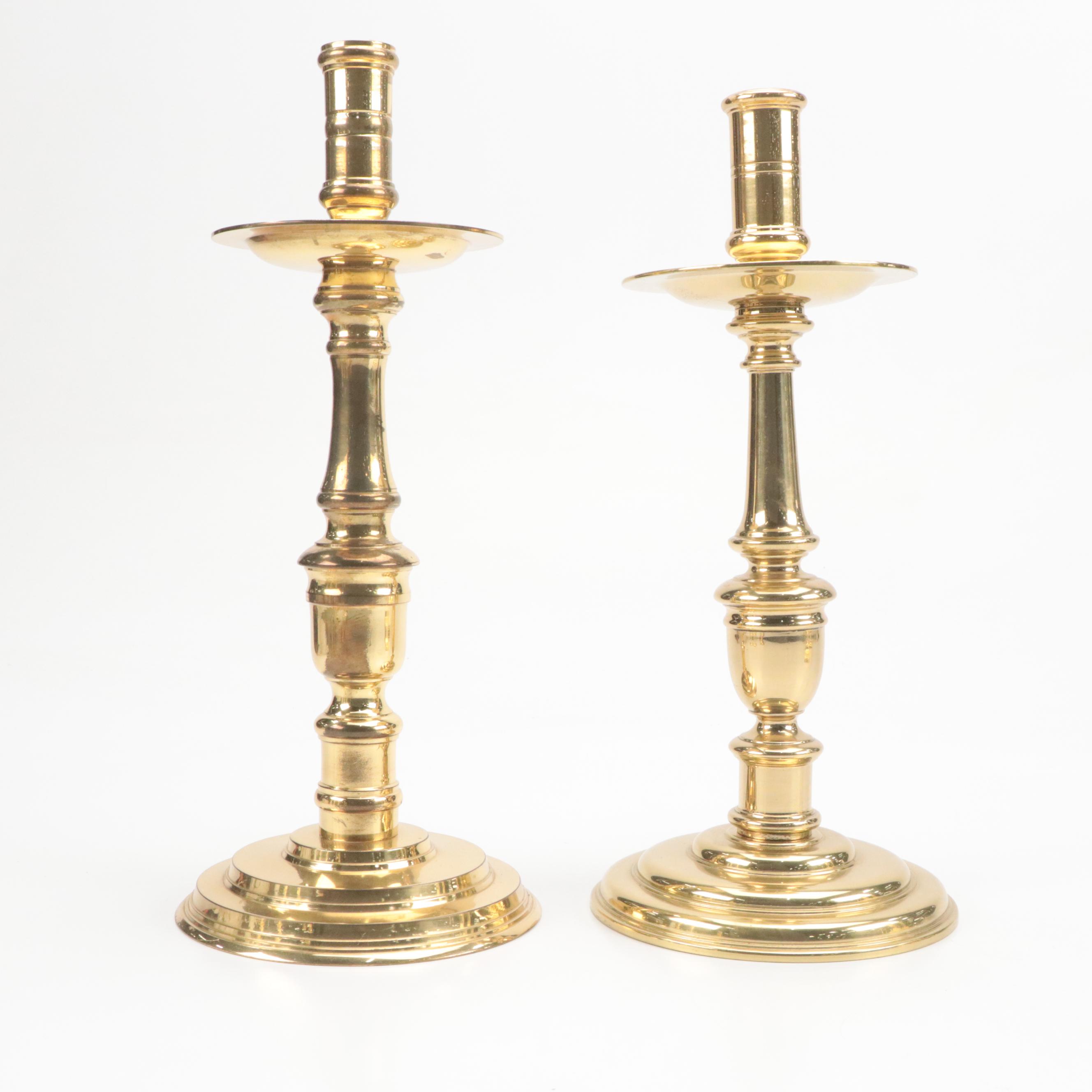 Baldwin Brass Candlesticks with Virginia Metalcrafters Brass Candlesticks