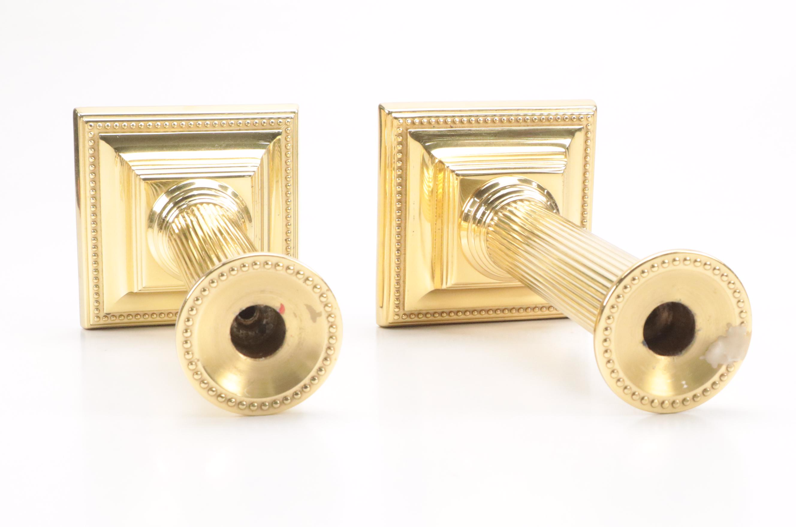 Baldwin Brass Candlesticks with Virginia Metalcrafters Brass Candlesticks