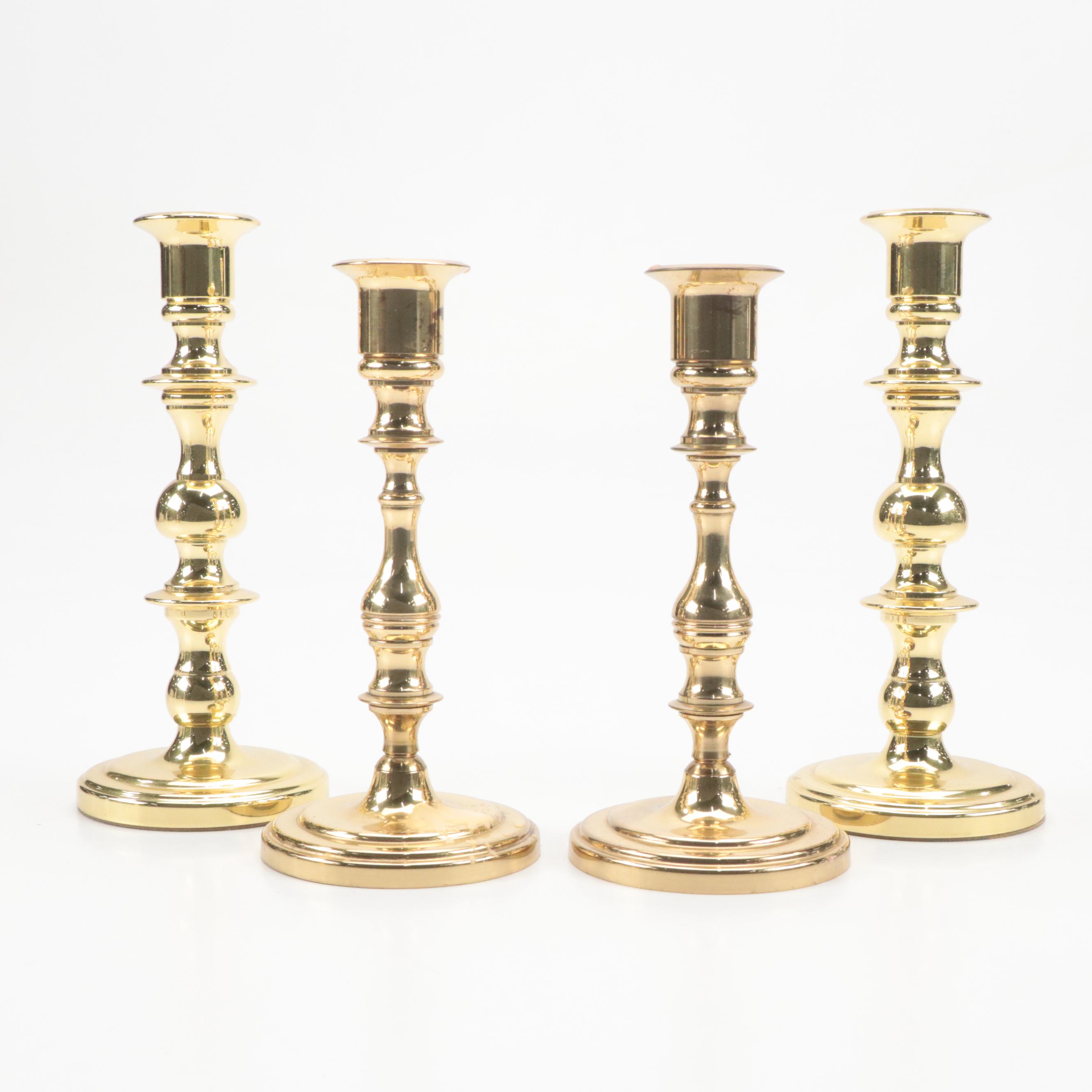 Baldwin Brass Candlesticks with Virginia Metalcrafters Brass Candlesticks