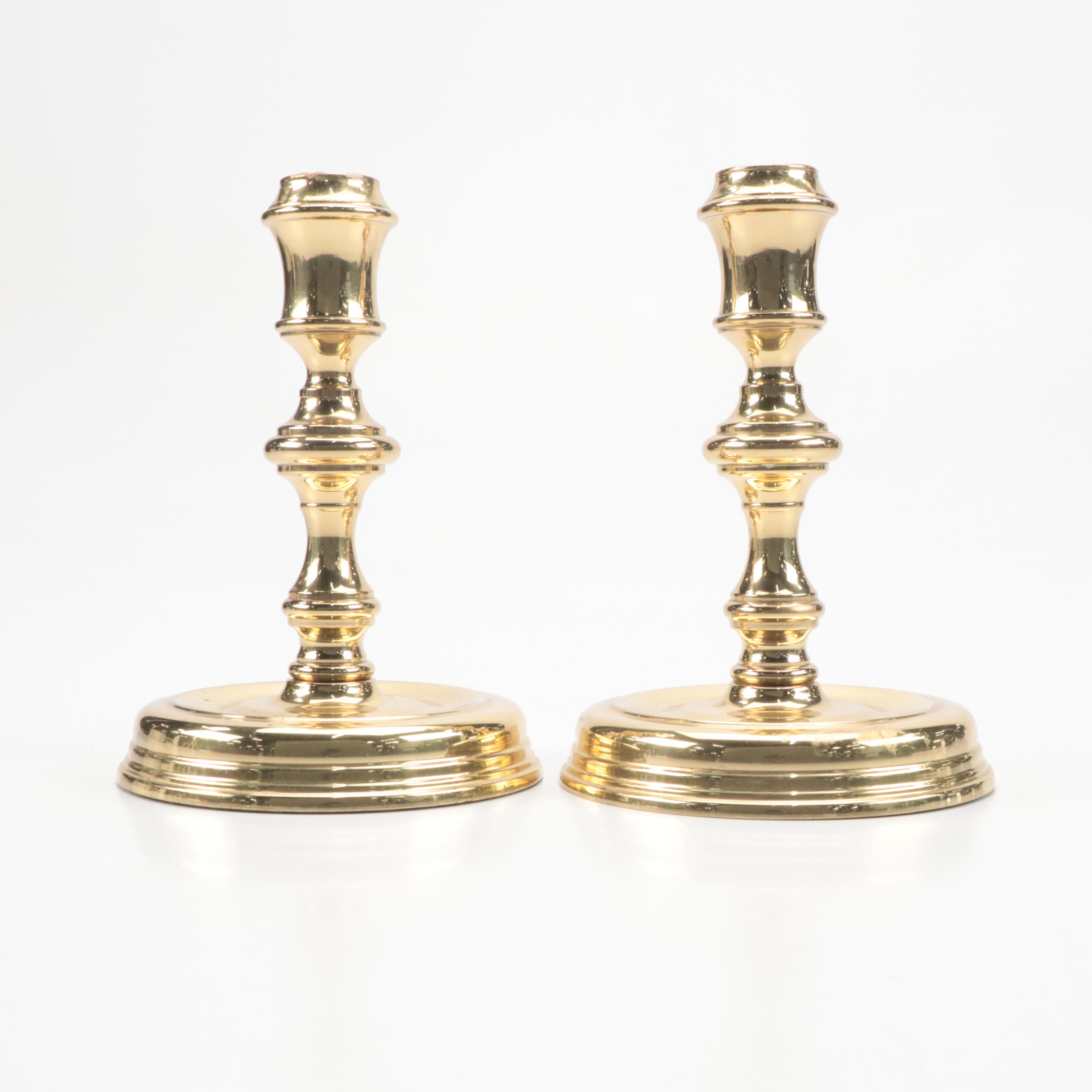 Baldwin Brass Candlesticks with Virginia Metalcrafters Brass Candlesticks