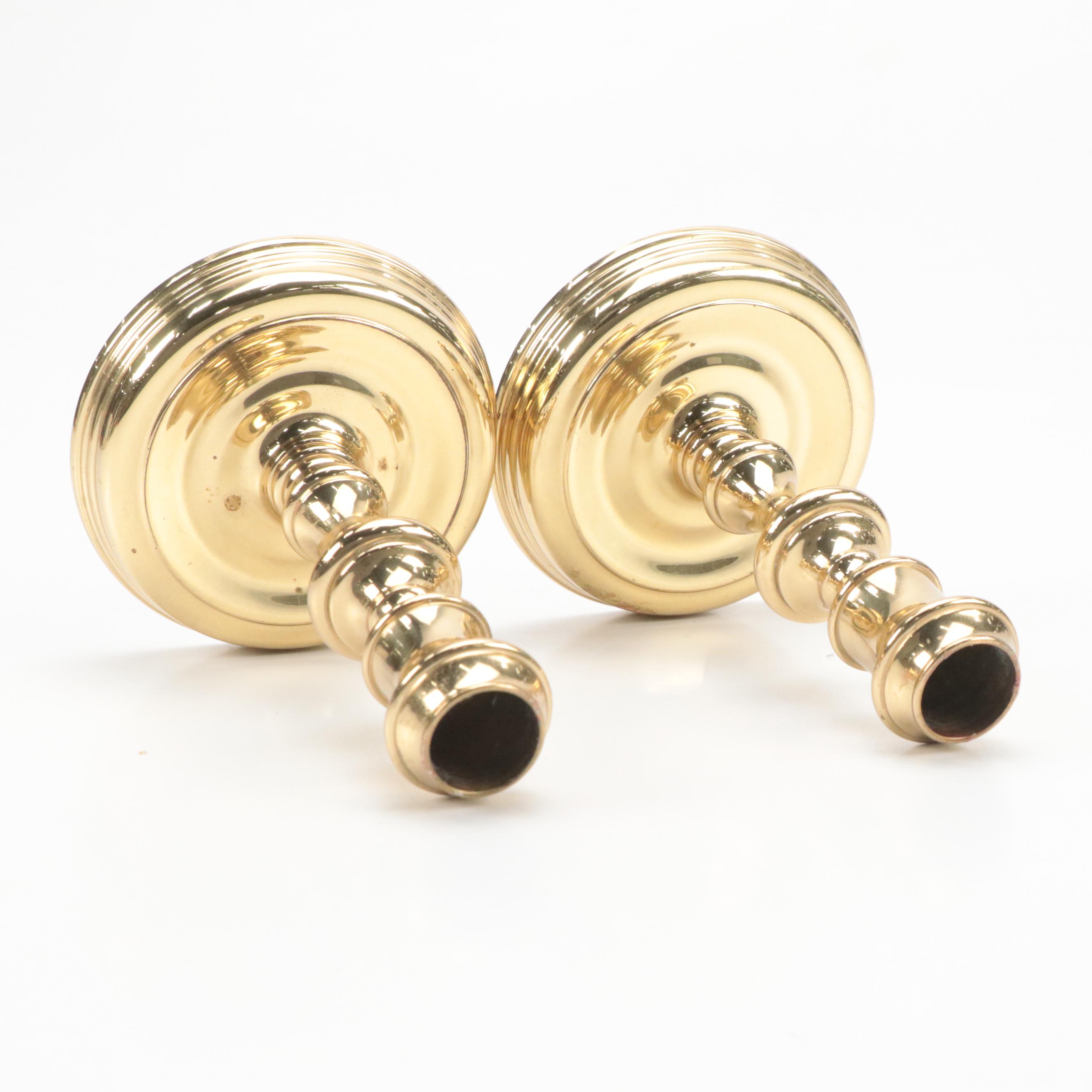 Baldwin Brass Candlesticks with Virginia Metalcrafters Brass Candlesticks