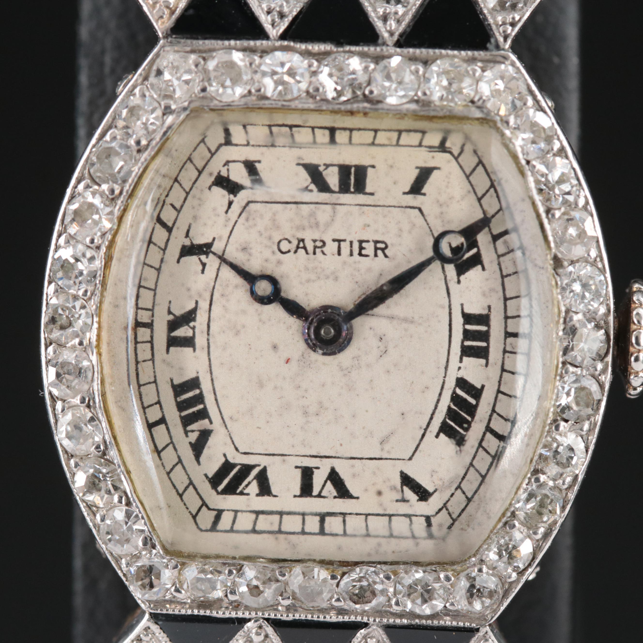Vintage Cartier Tortue 2.31 CTW Diamond Set Platinum Watch
