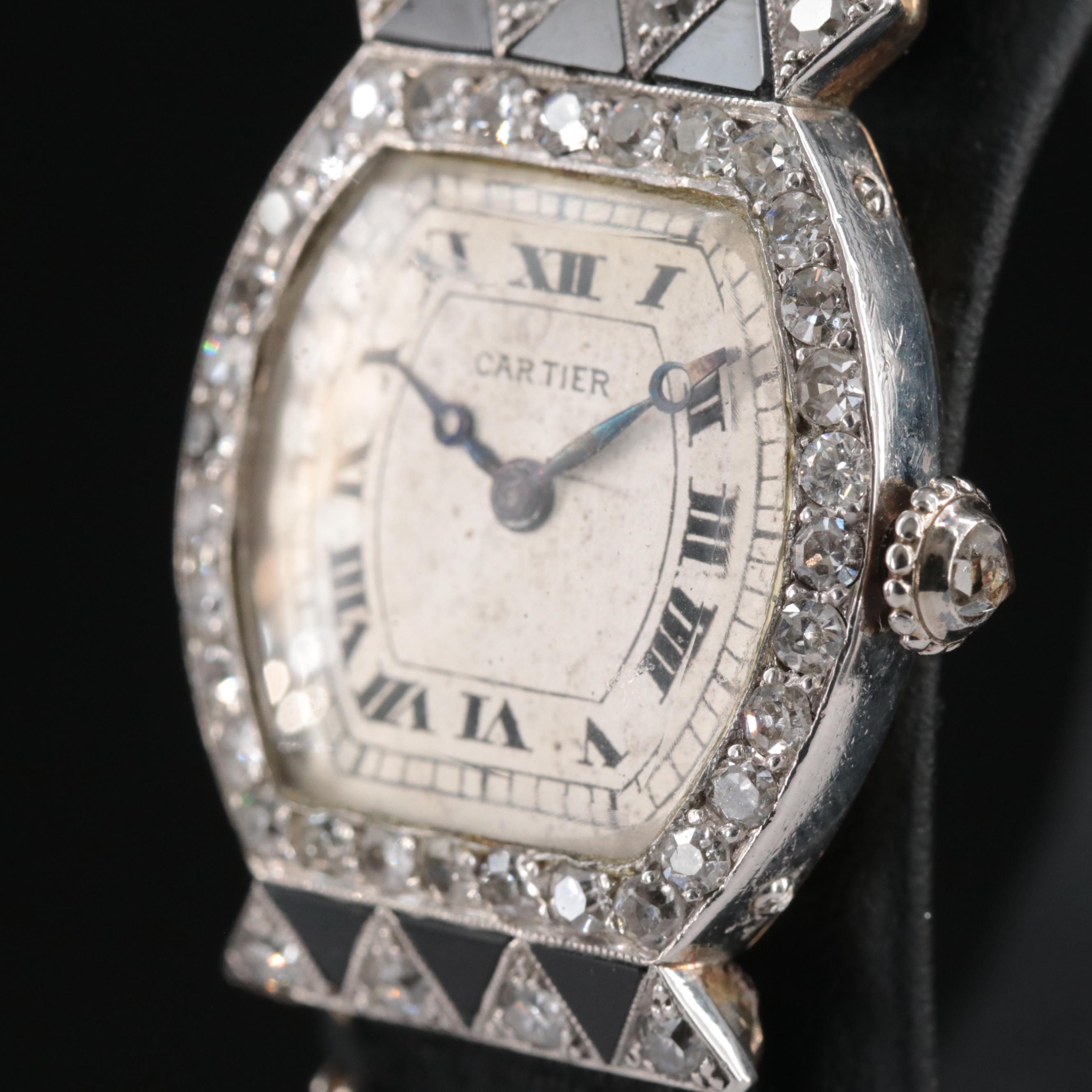 Vintage Cartier Tortue 2.31 CTW Diamond Set Platinum Watch