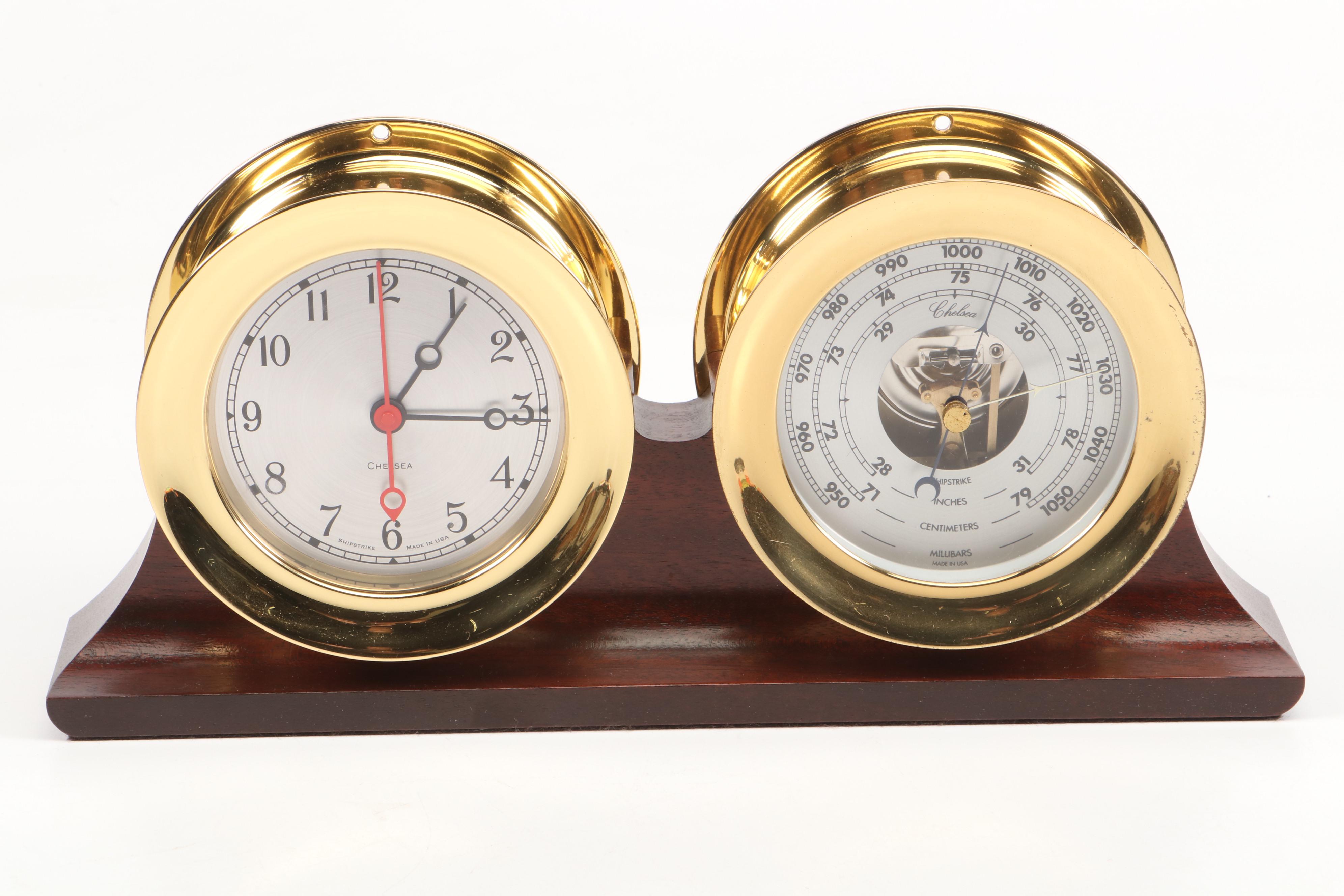 Chelsea Clock Co. "Shipstrike" Combination Ship's Clock and Barometer