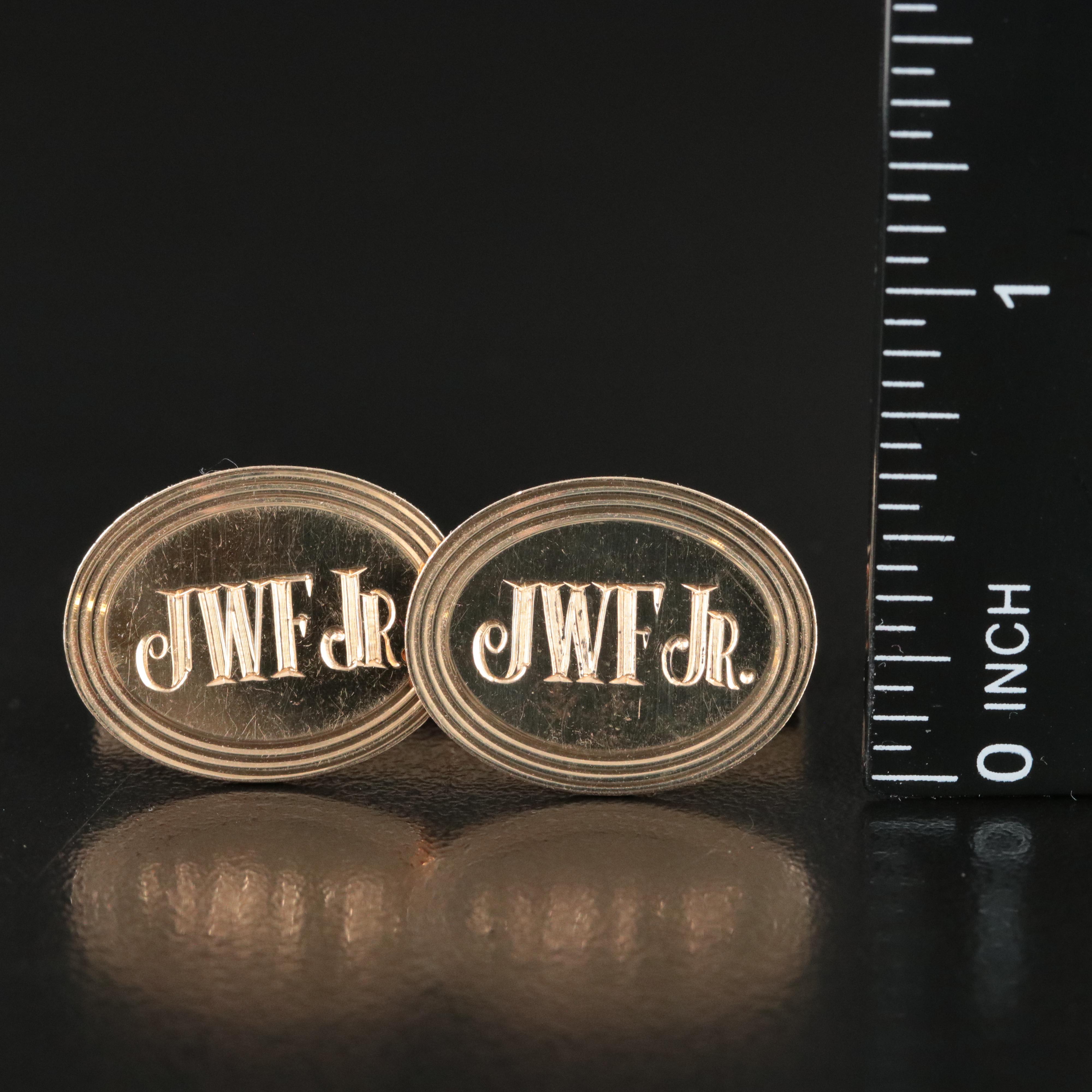 Tiffany & Co. 14K Oval Monogram Cufflinks Vintage