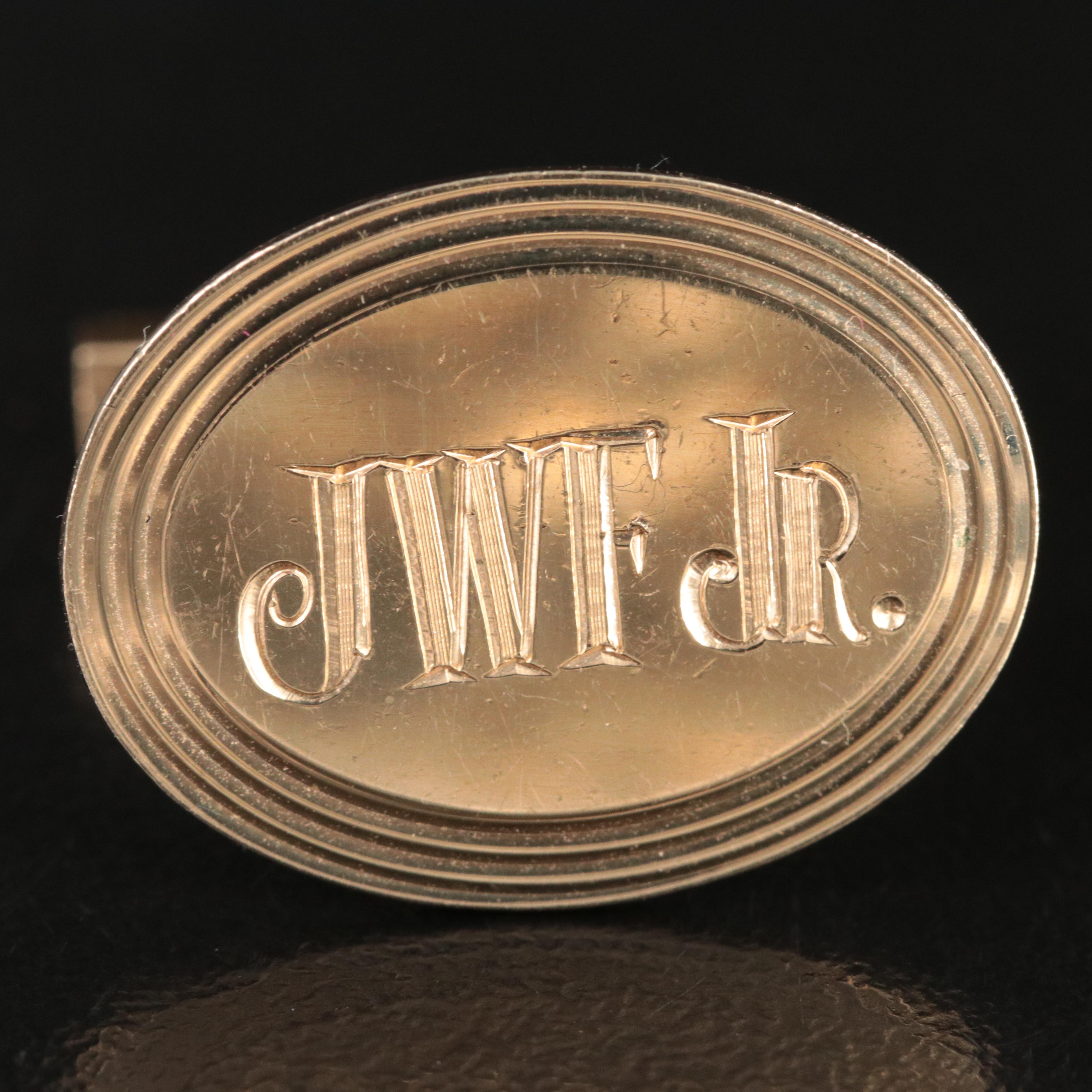 Tiffany & Co. 14K Oval Monogram Cufflinks Vintage