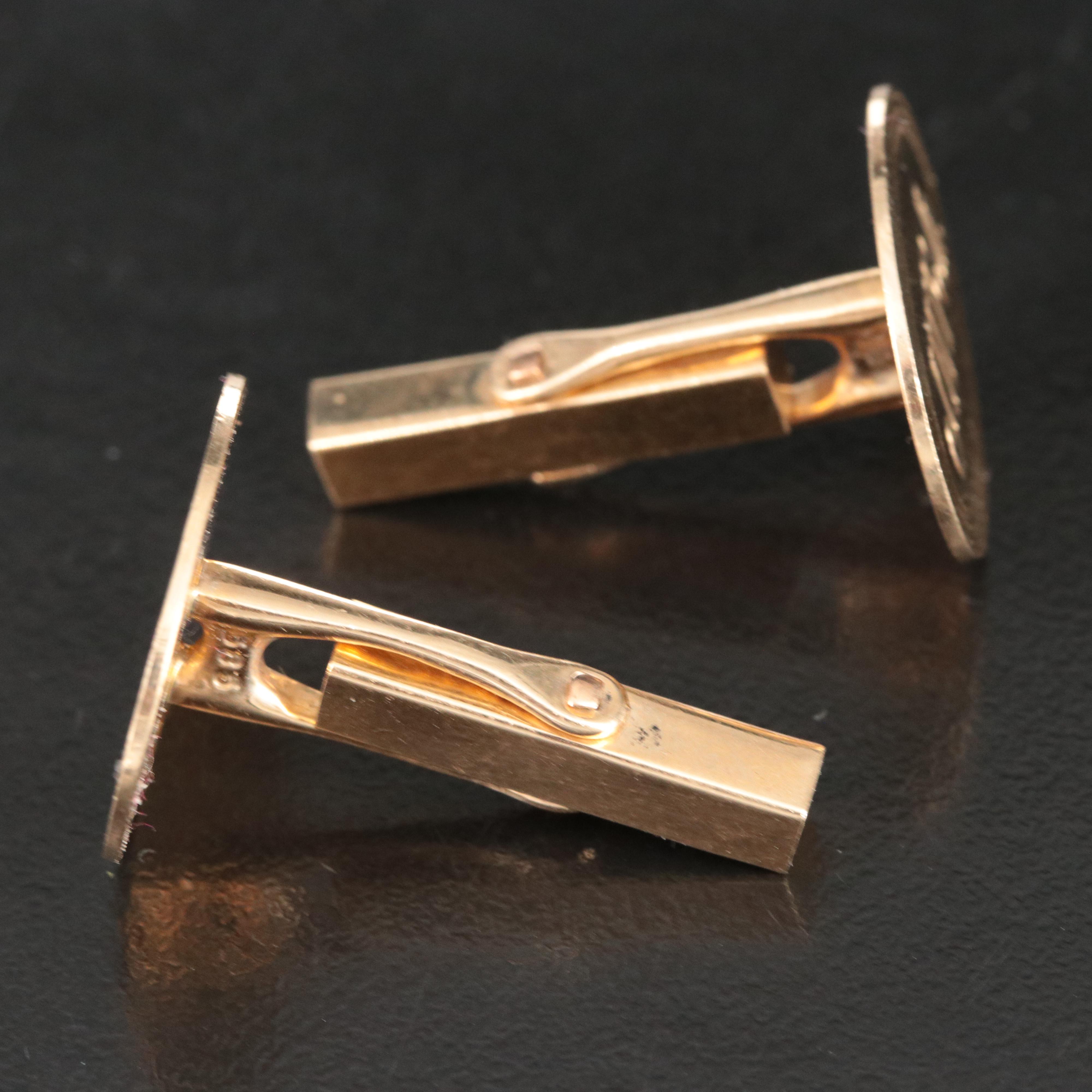 Tiffany & Co. 14K Oval Monogram Cufflinks Vintage