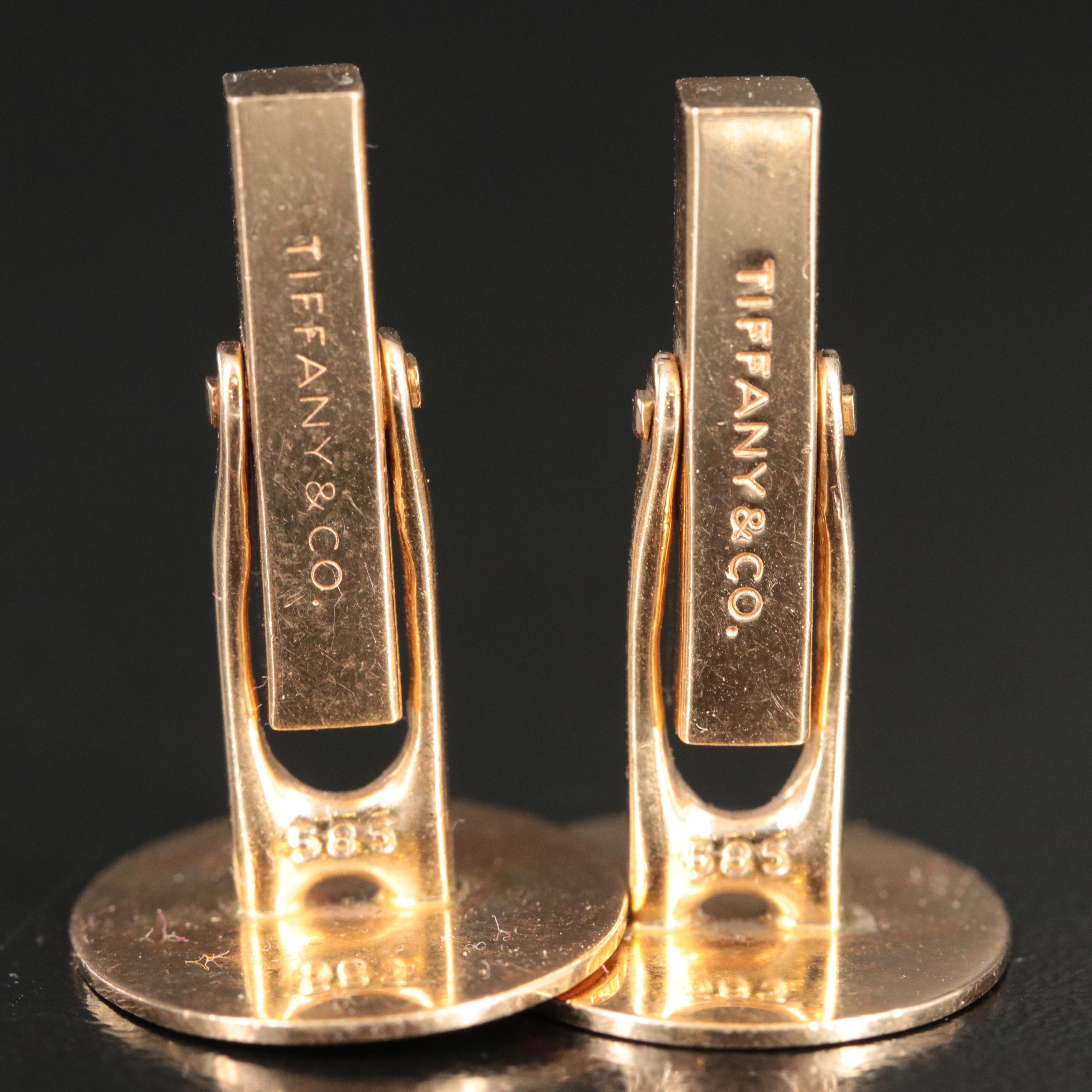 Tiffany & Co. 14K Oval Monogram Cufflinks Vintage