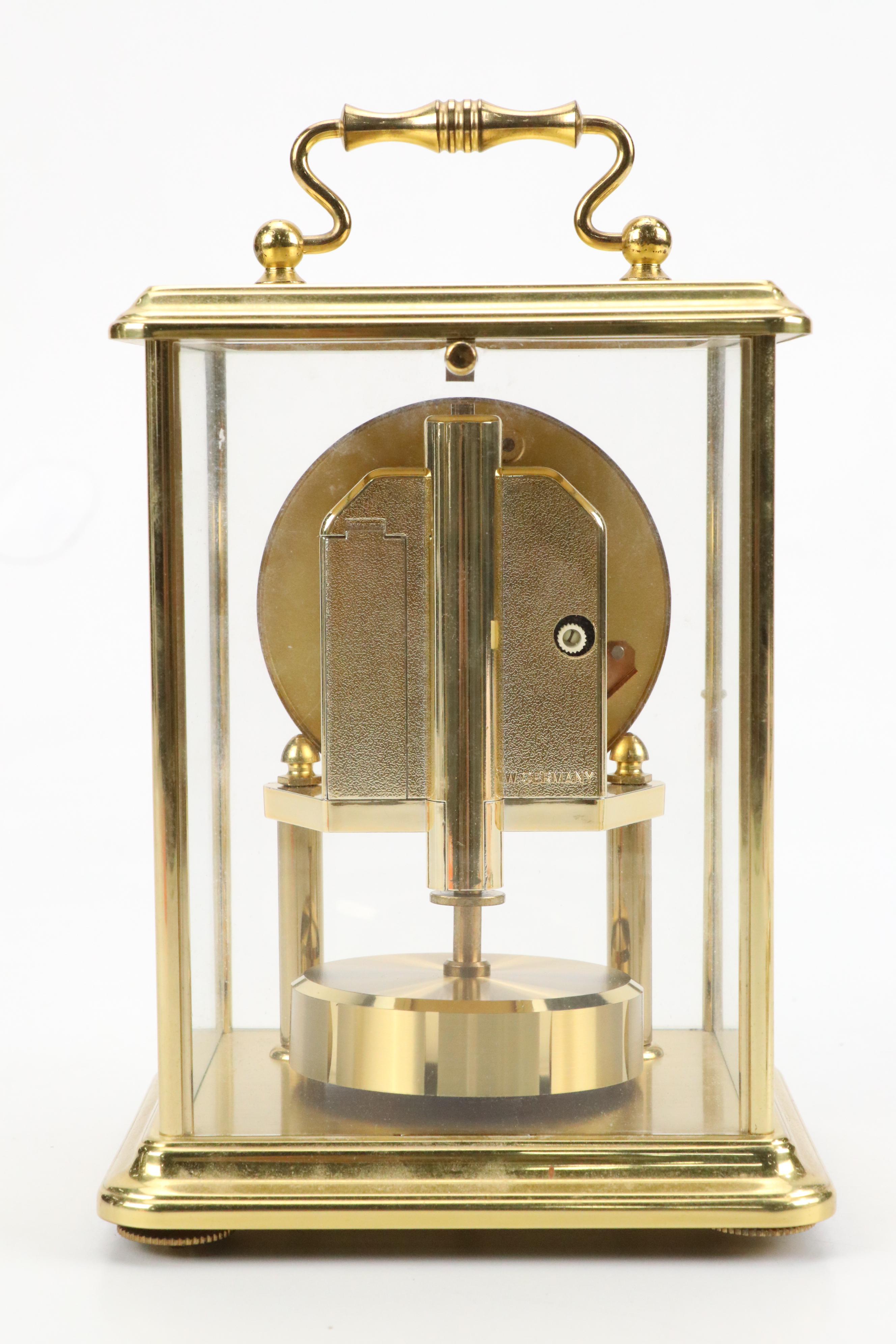 Dunhaven Brass and Glass Carriage Clock with Magnifying Glass and Cello Clock