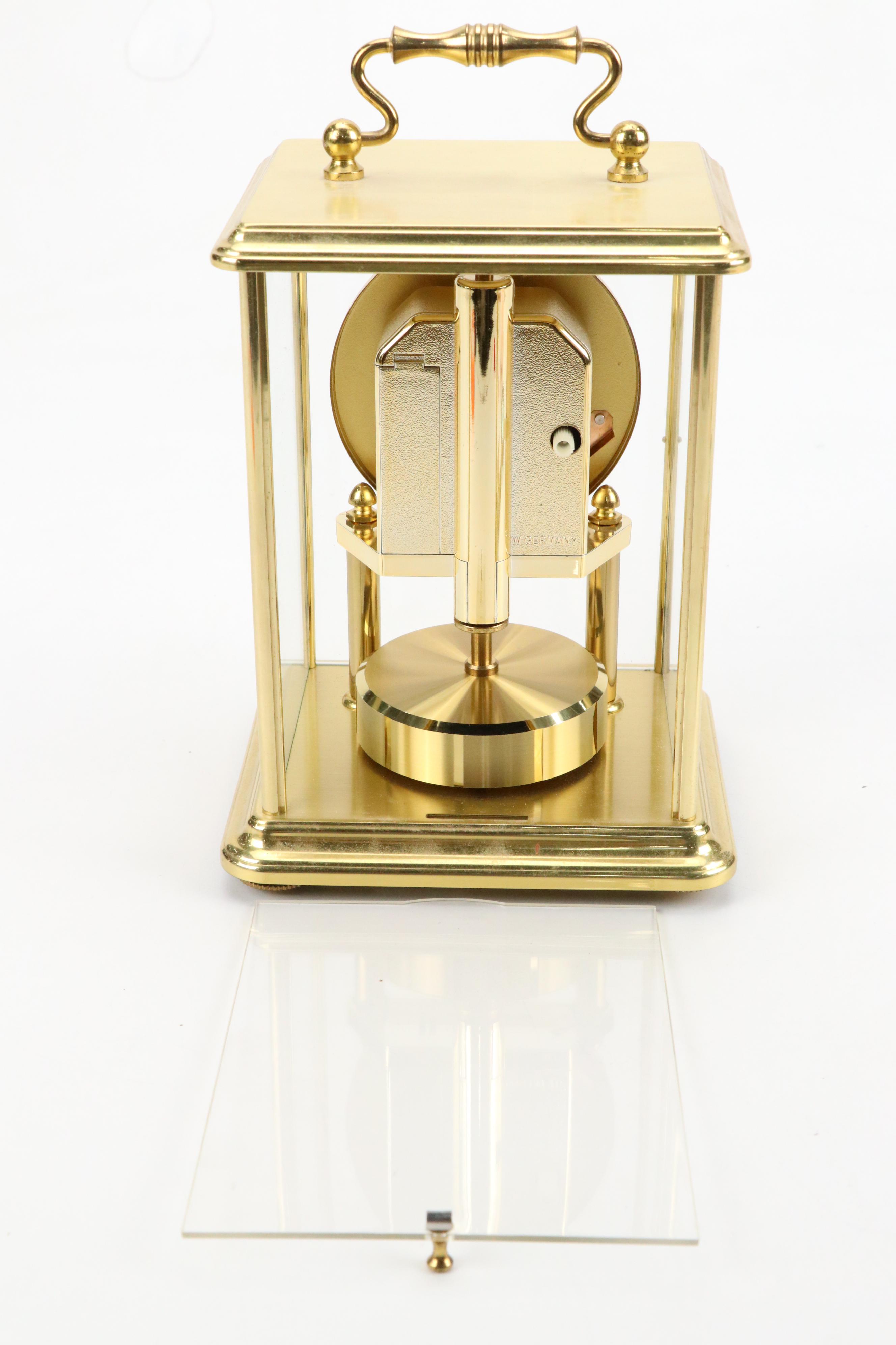 Dunhaven Brass and Glass Carriage Clock with Magnifying Glass and Cello Clock