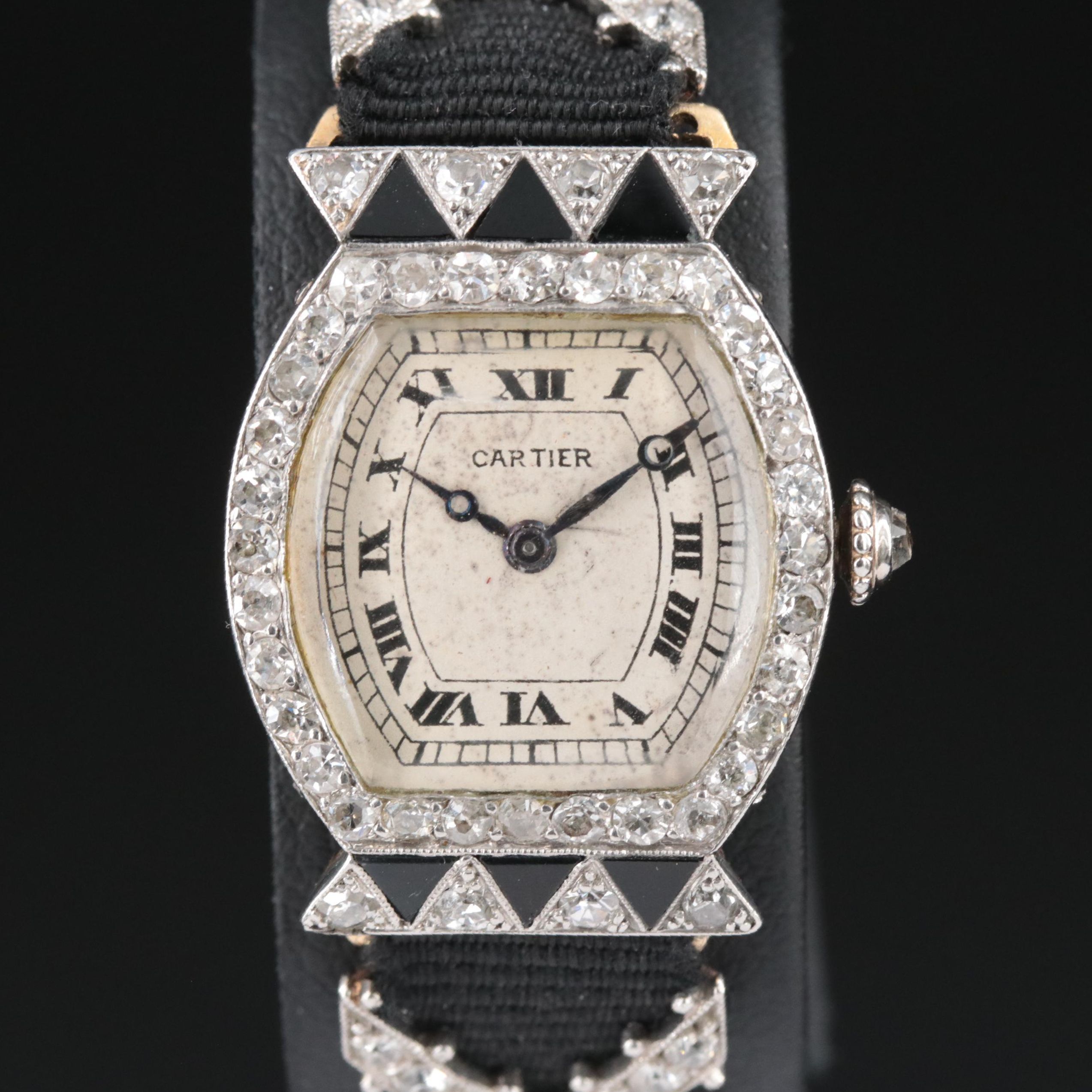 Vintage Cartier Tortue 2.31 CTW Diamond Set Platinum Watch